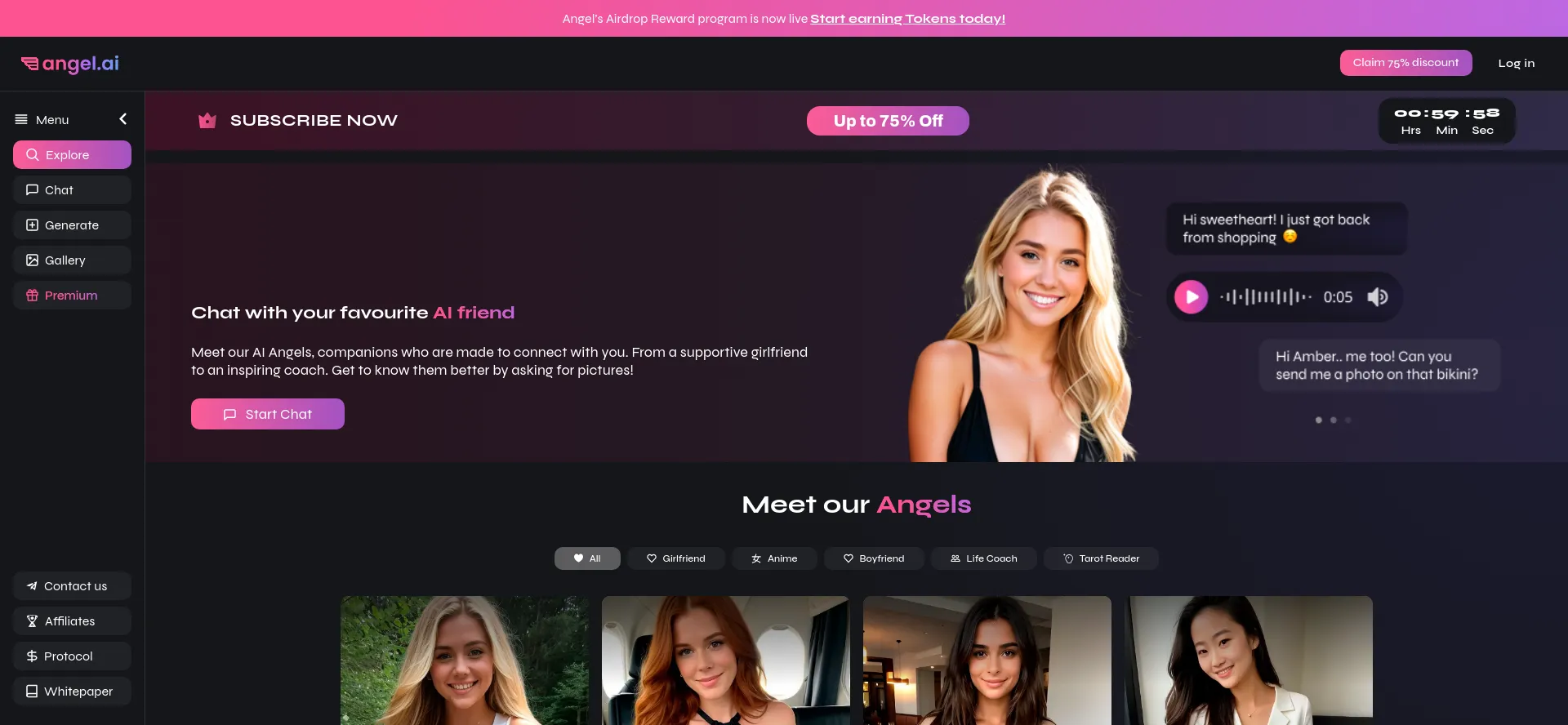 Website screenshot of Angel.ai