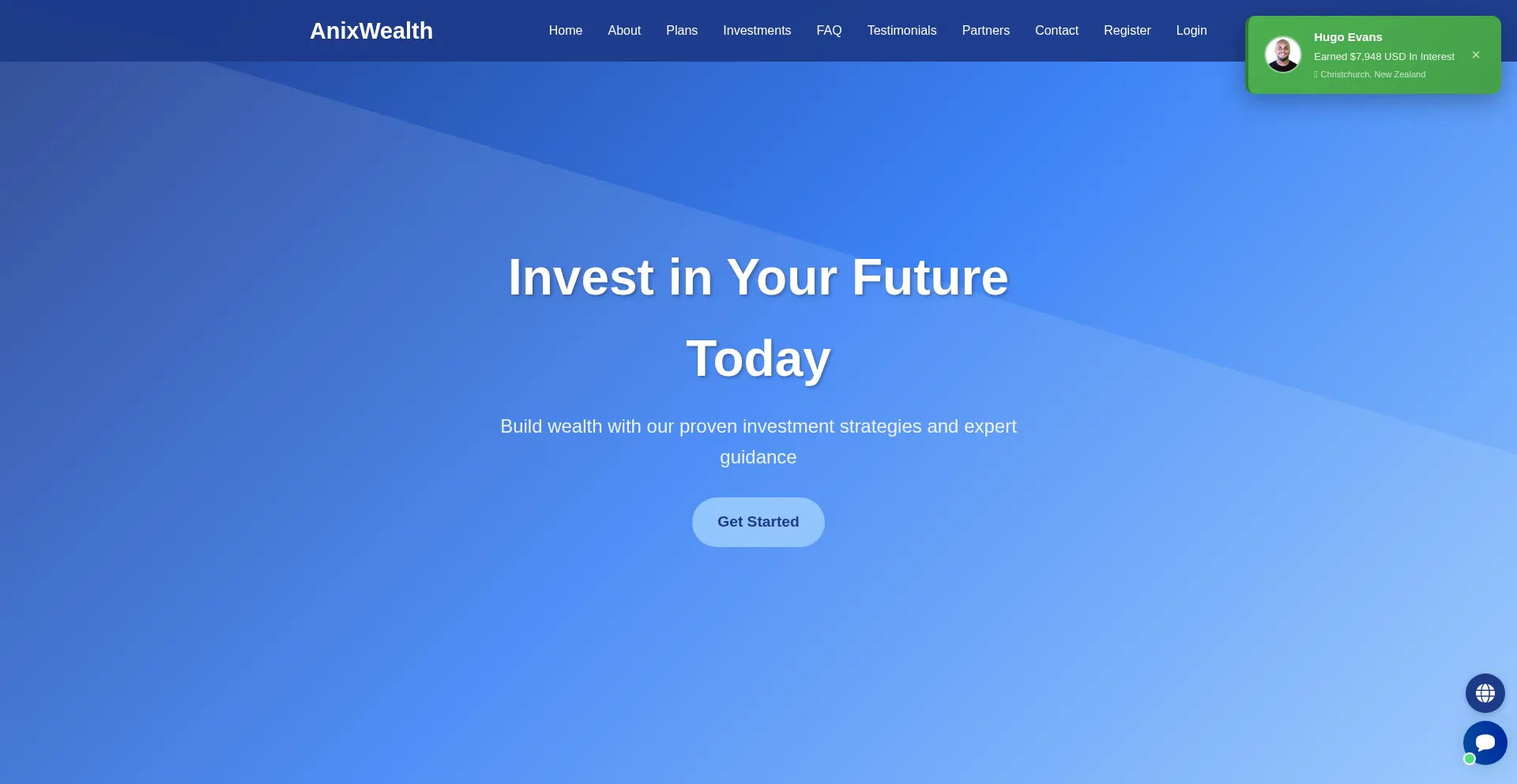 Website screenshot of Anixwealth.net