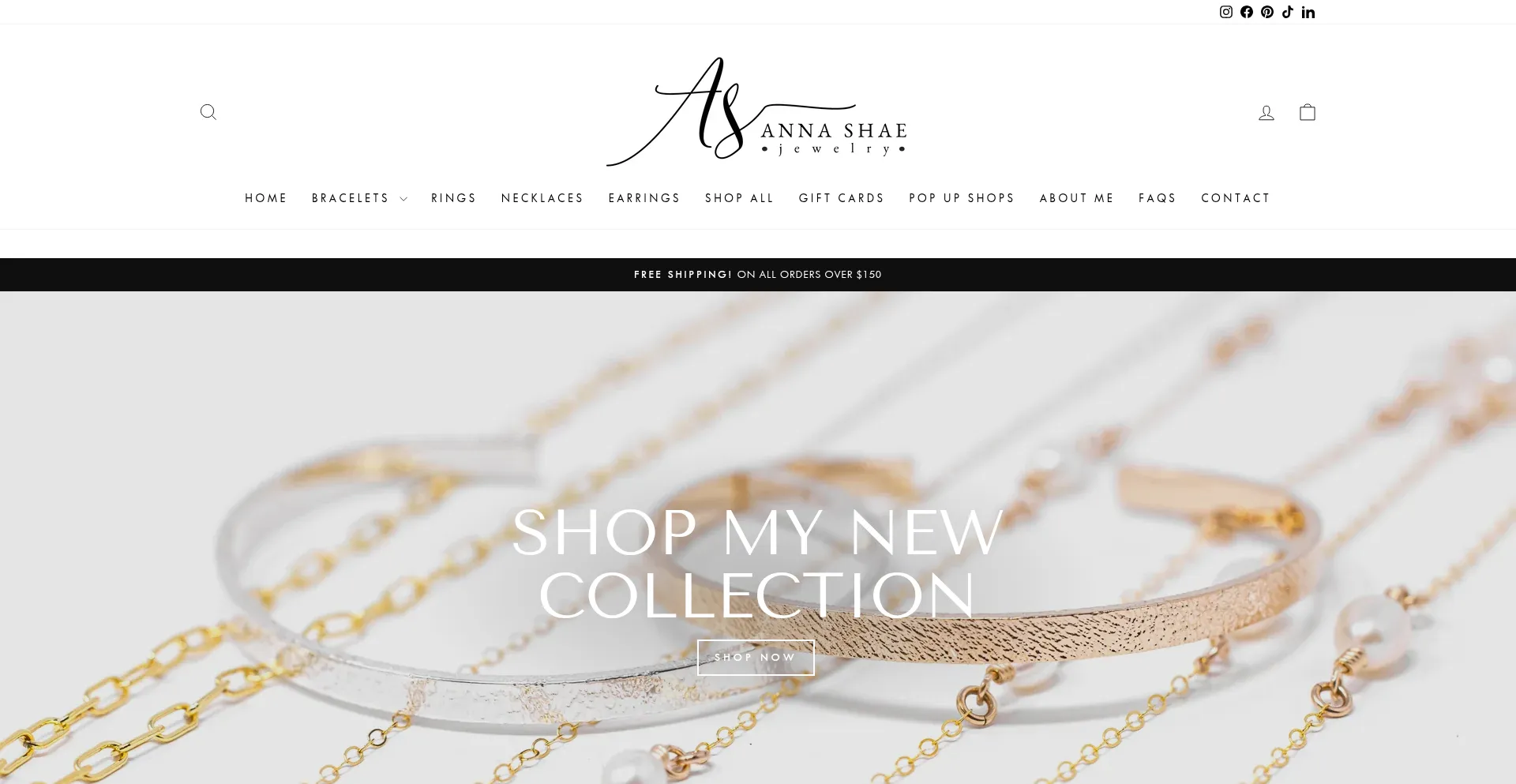 Website screenshot of Annashaejewelry.com