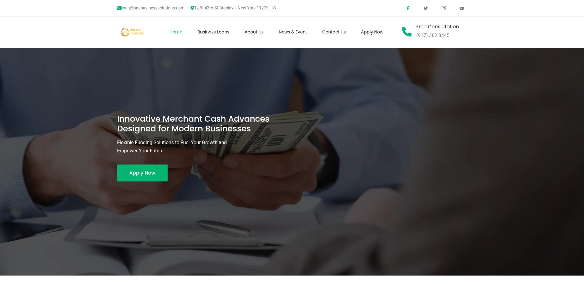 Website screenshot of Ansbusinesssolutions.com