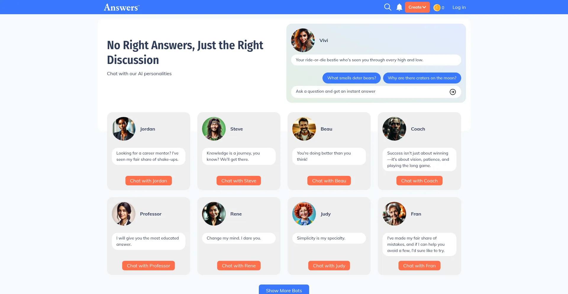 Website screenshot of Answers.com