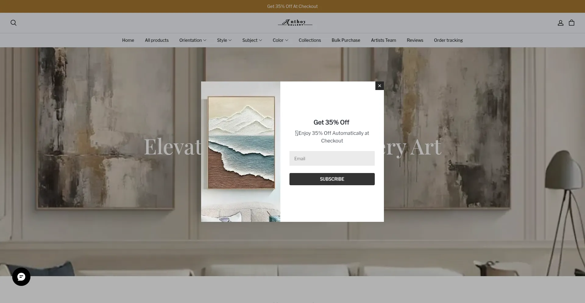 Website screenshot of Anthoygallery.com