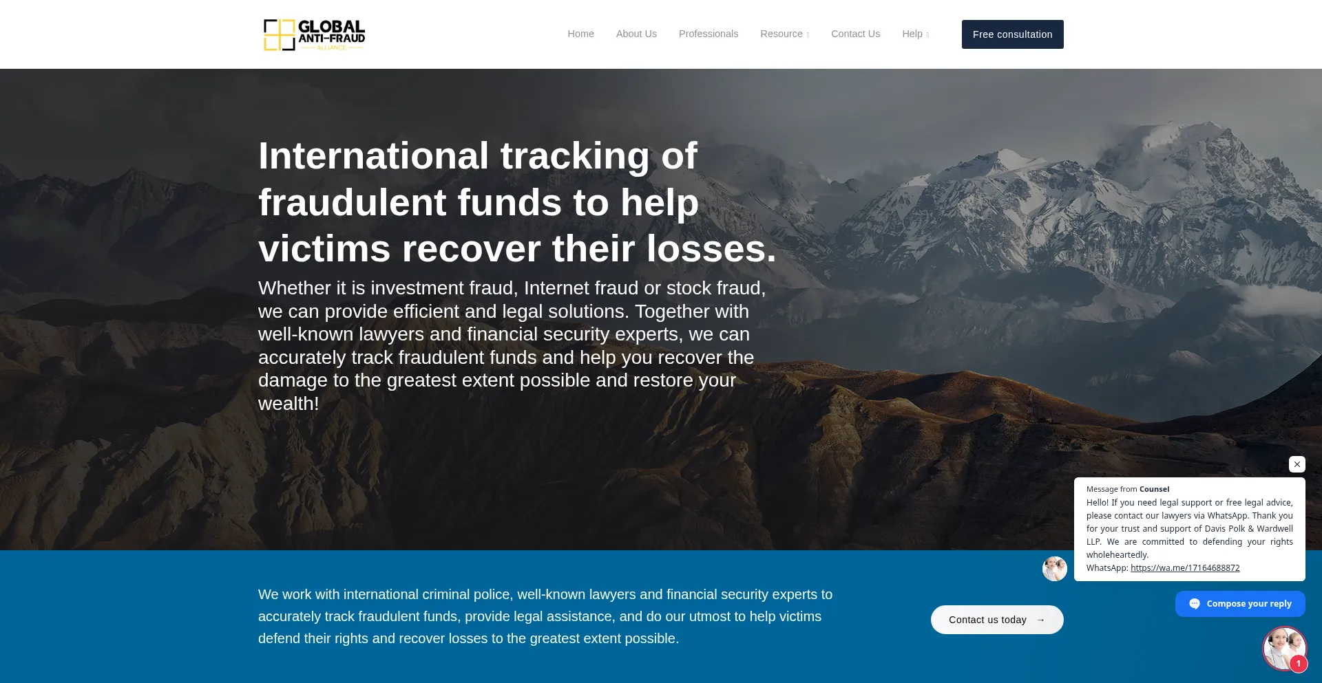Website screenshot of Anti-fraudallianceinternational.com