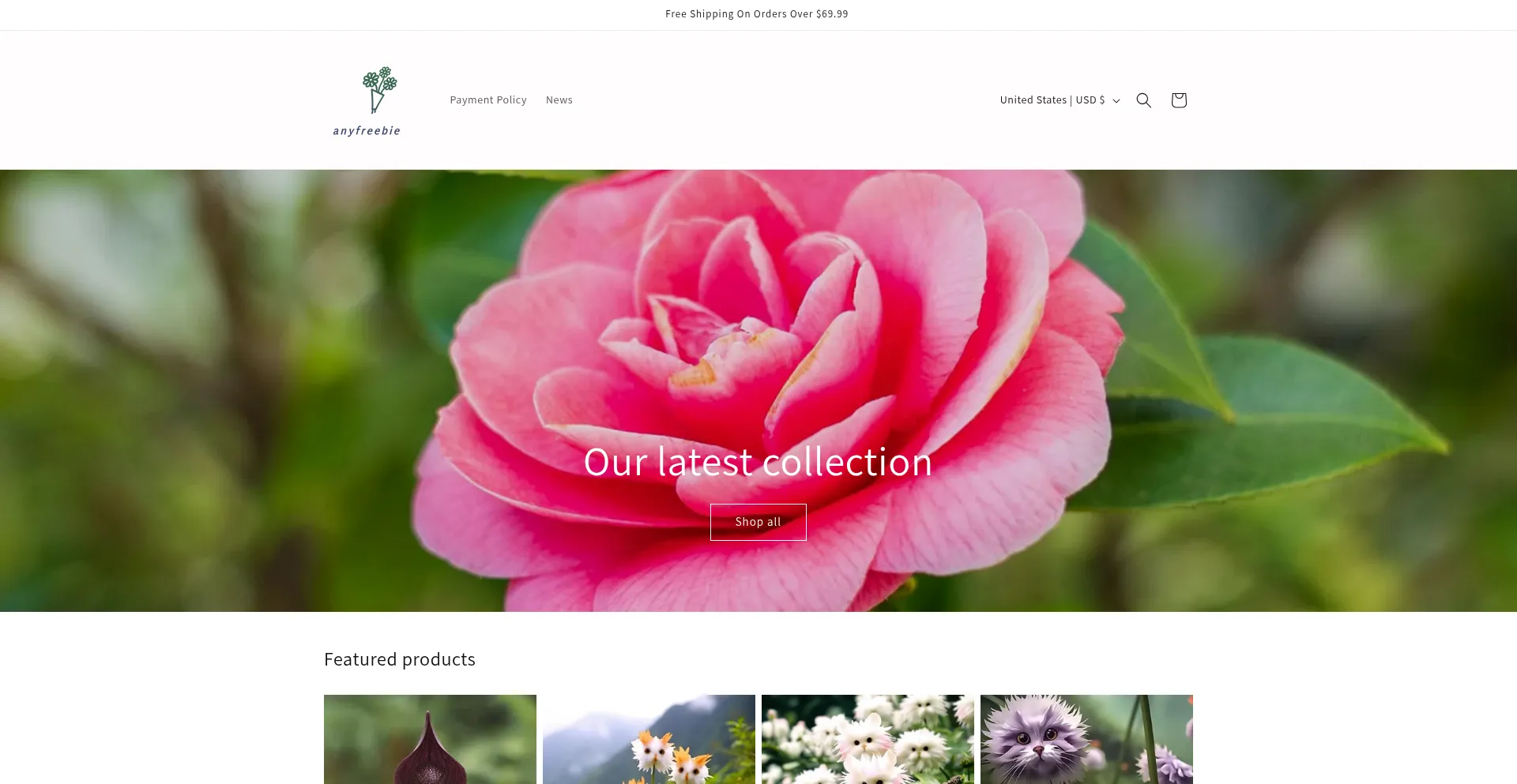 Website screenshot of Anyfreebie.com