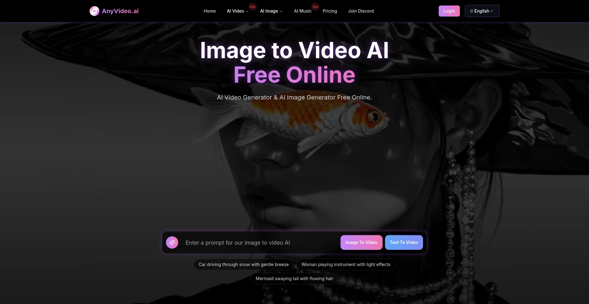 Website screenshot of Anyvideo.ai