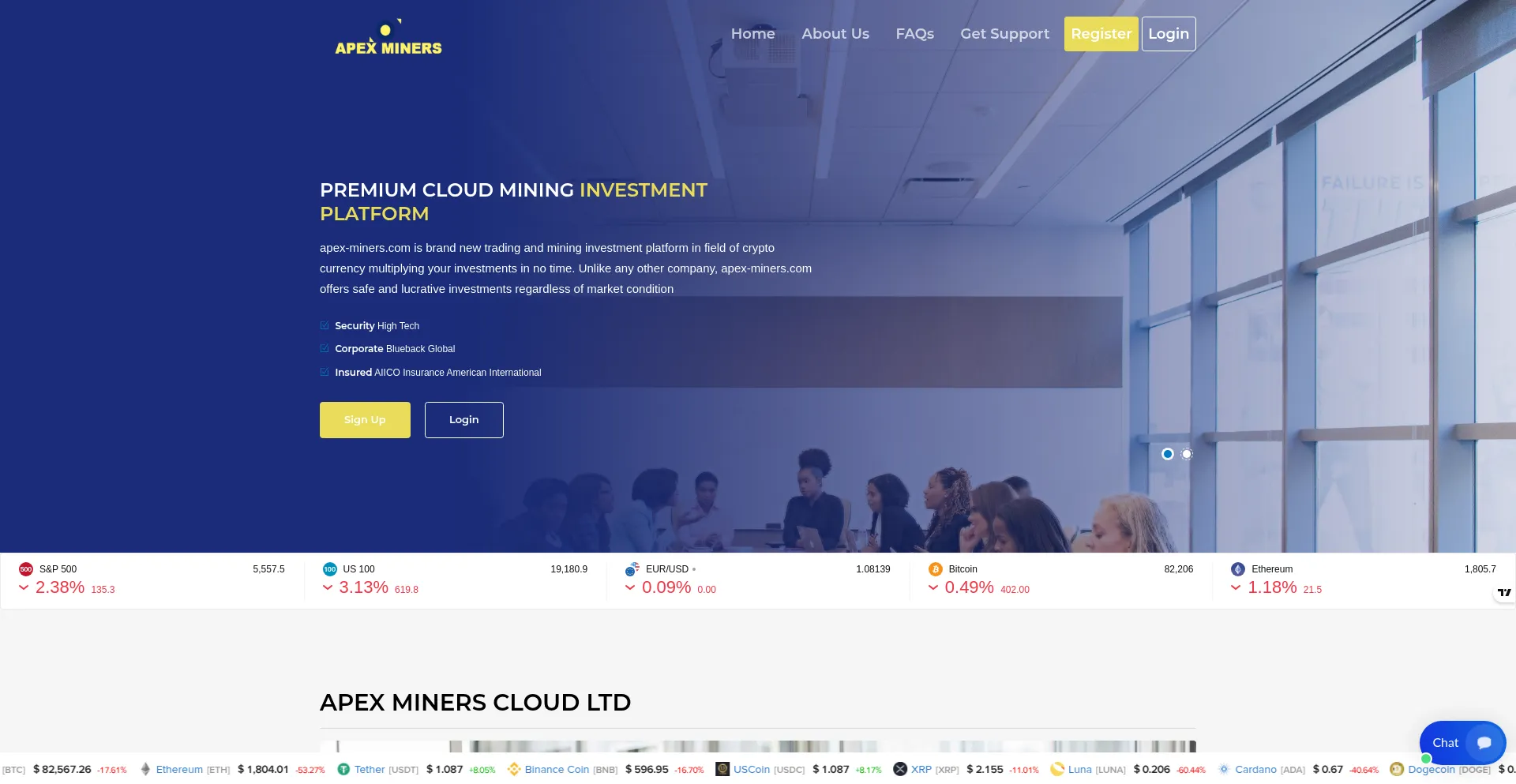 Website screenshot of Apex-miners.com