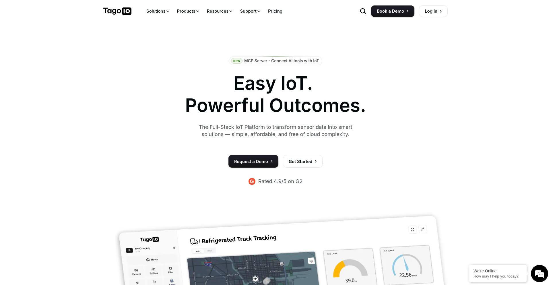 Website screenshot of Api.tago.io