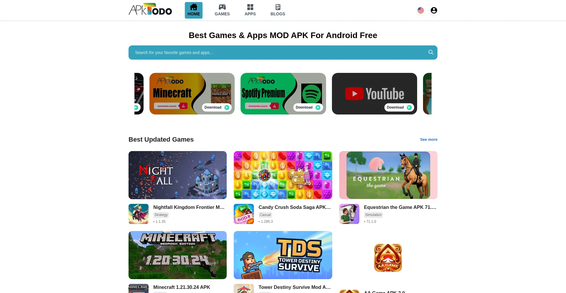 Website screenshot of Apktodo.com