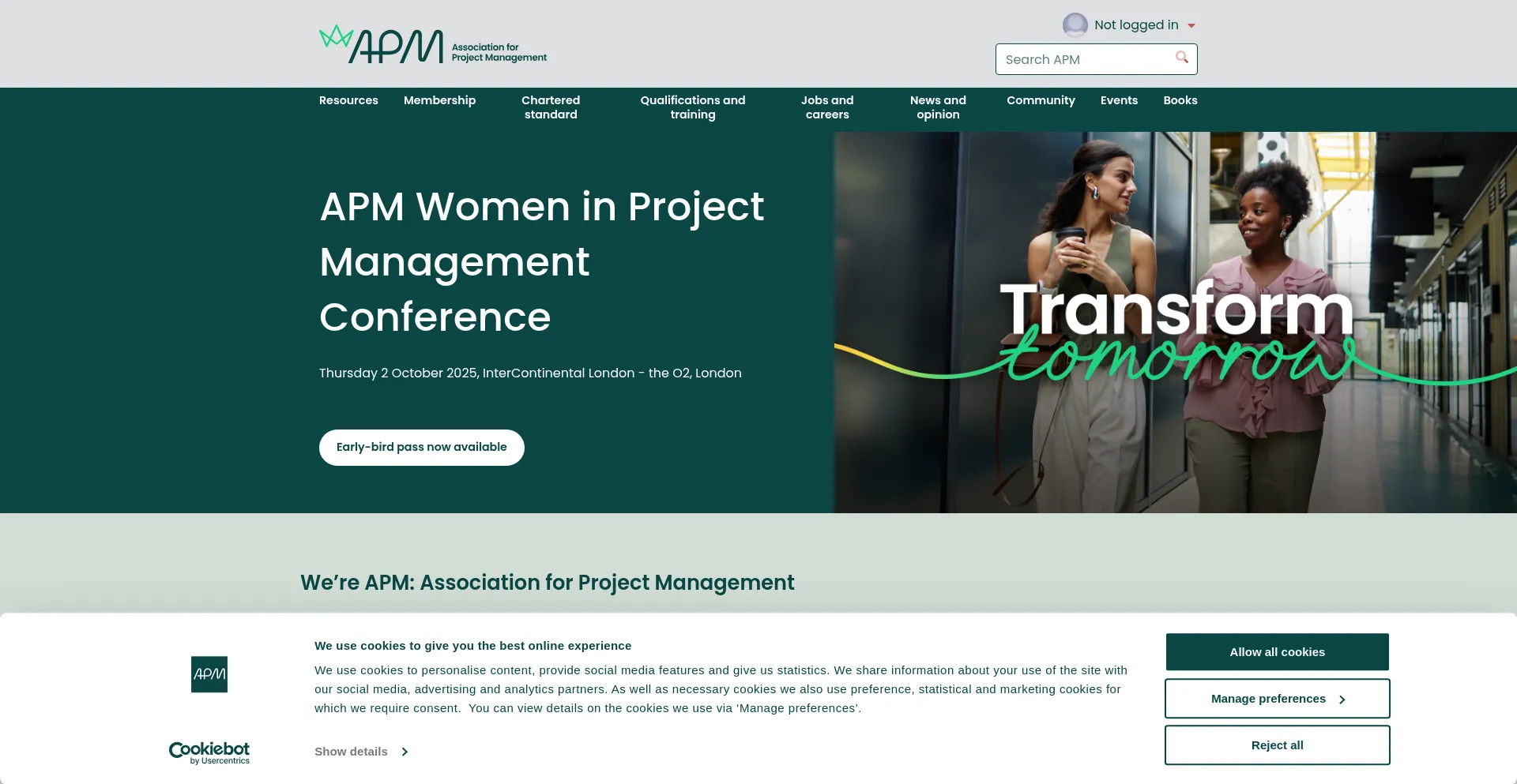 Website screenshot of Apm.org.uk