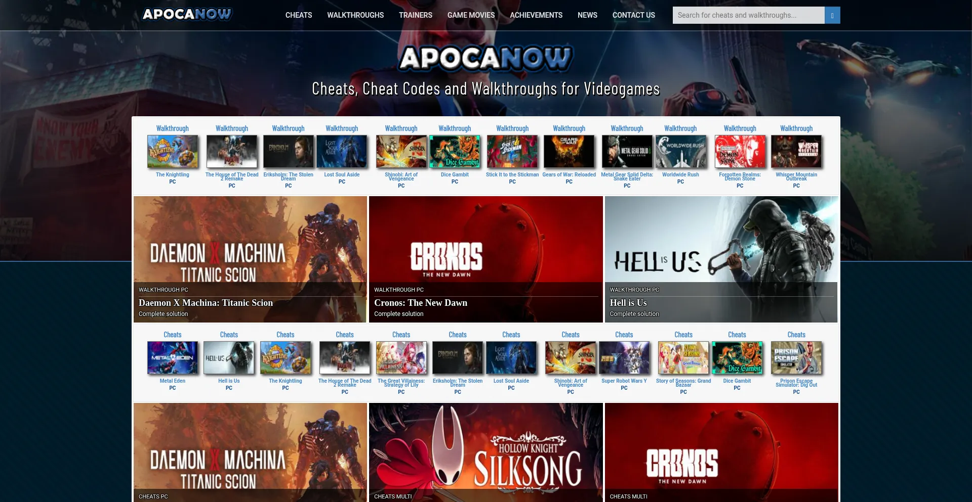 Website screenshot of Apocanow.com