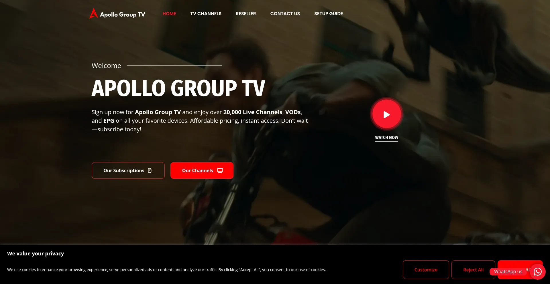 Website screenshot of Apollosgrouptv.net