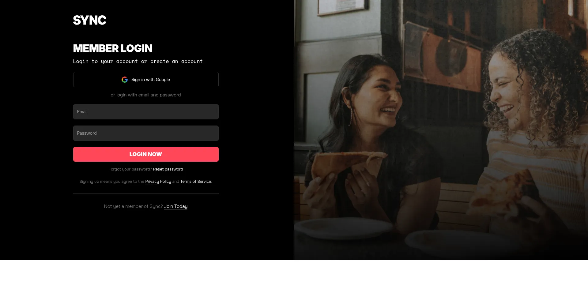Website screenshot of App.syncconnects.com