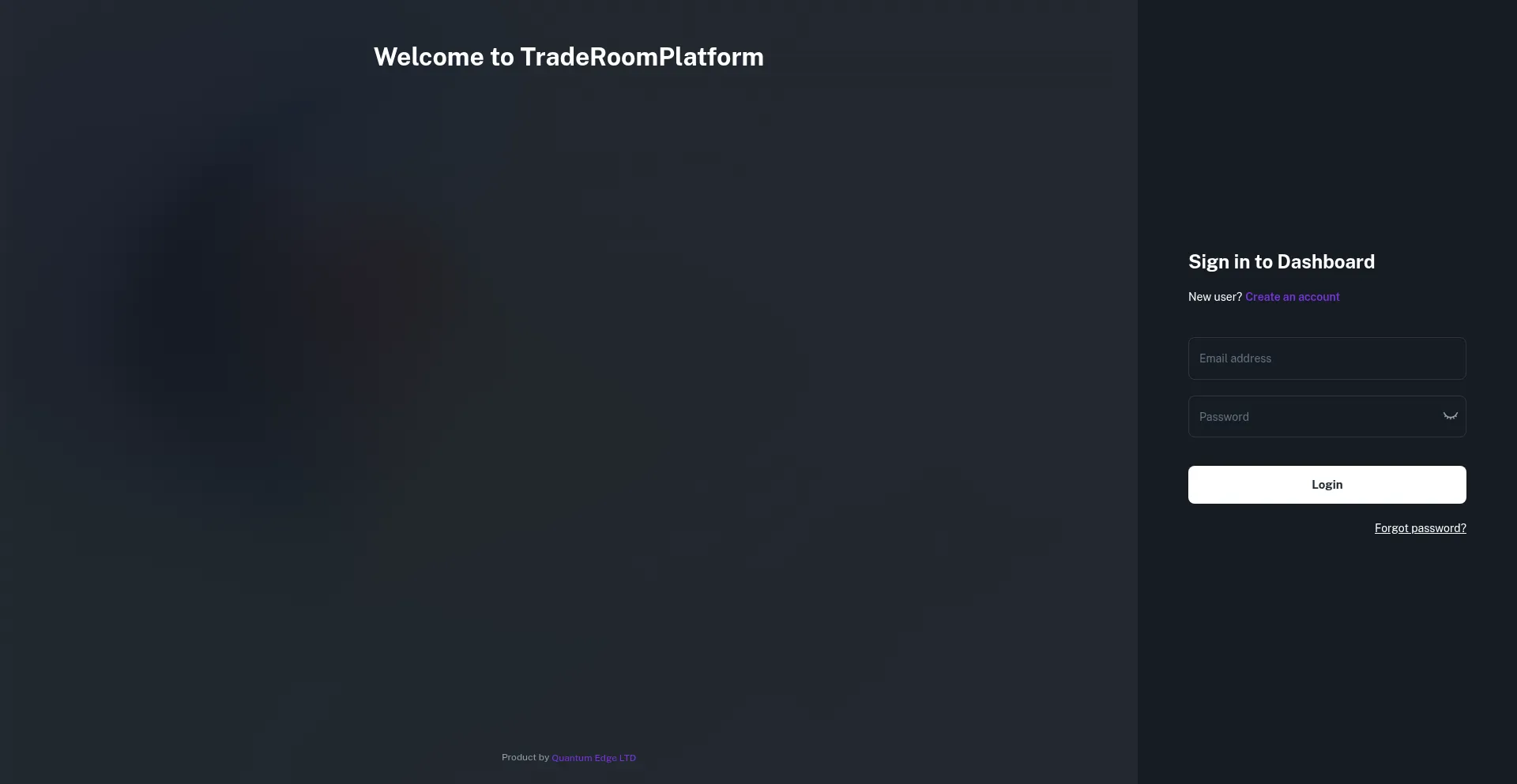 Website screenshot of App.traderoomplatform.com