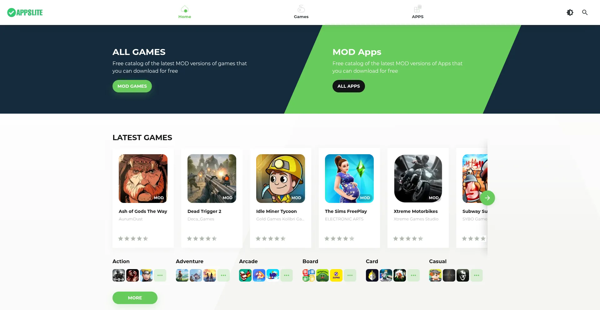 Website screenshot of Appslite.org