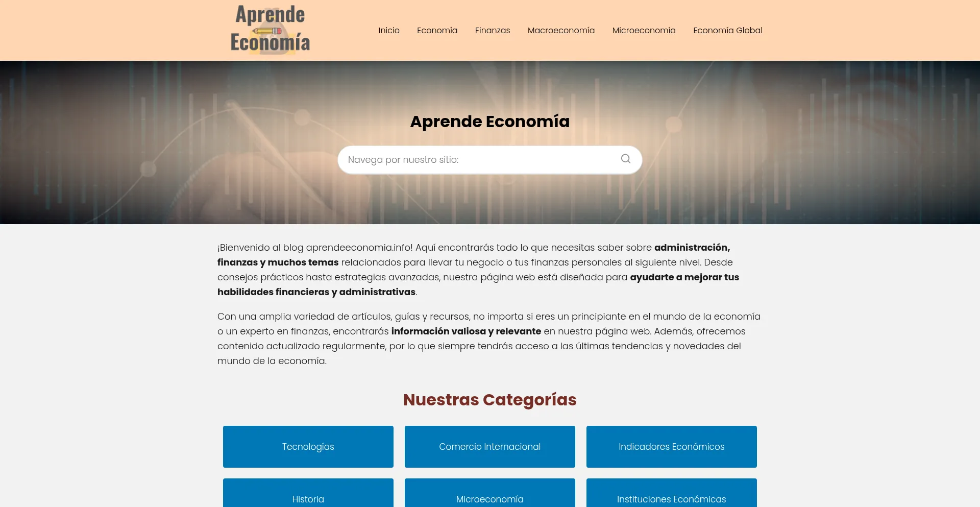 Website screenshot of Aprendeeconomia.info