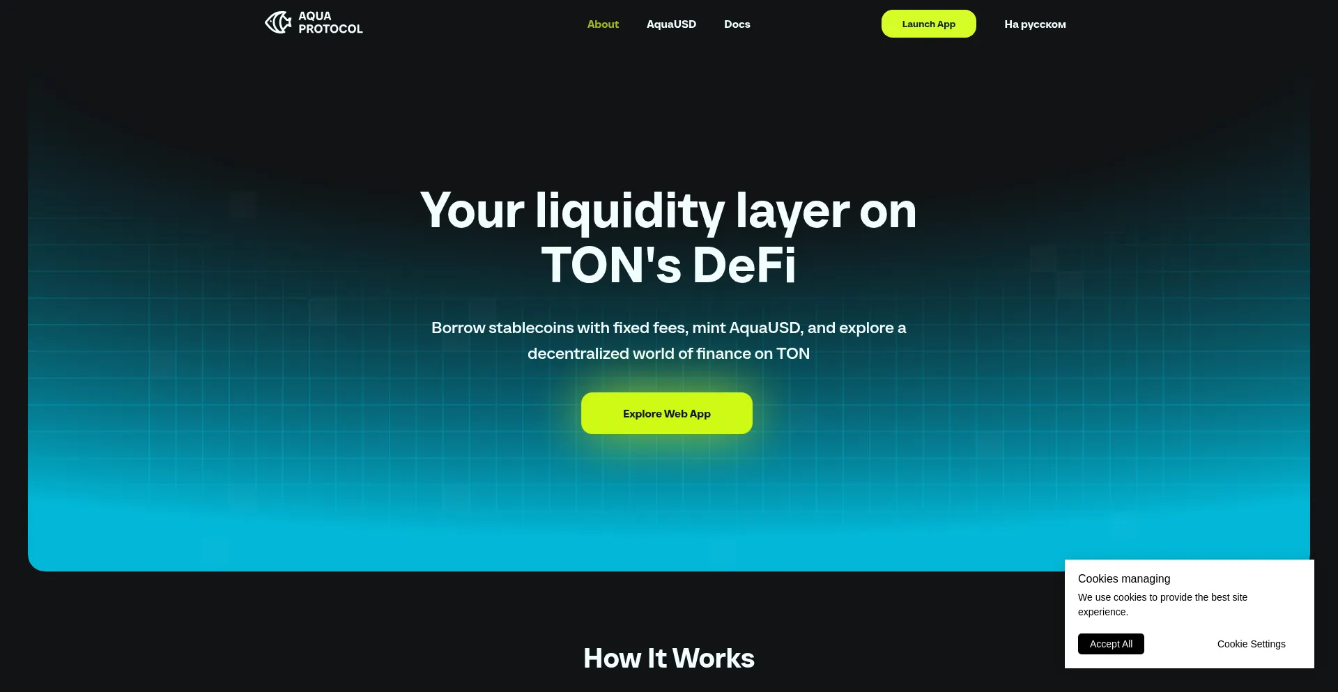 Website screenshot of Aquaprotocol.xyz