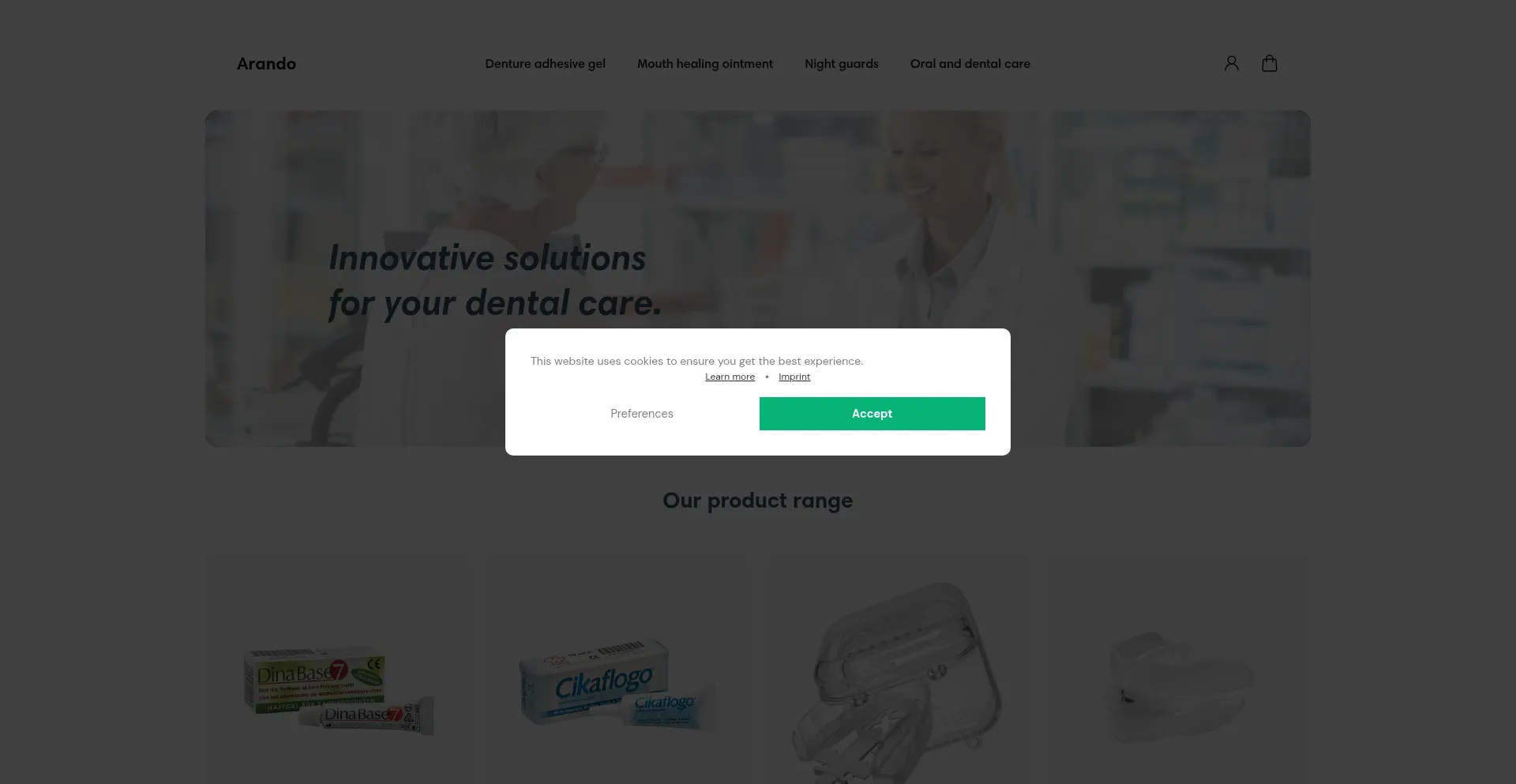 Website screenshot of Arando-online.com