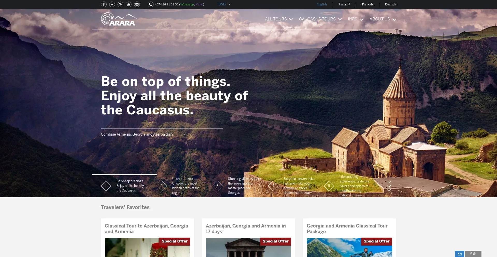Website screenshot of Araratour.com