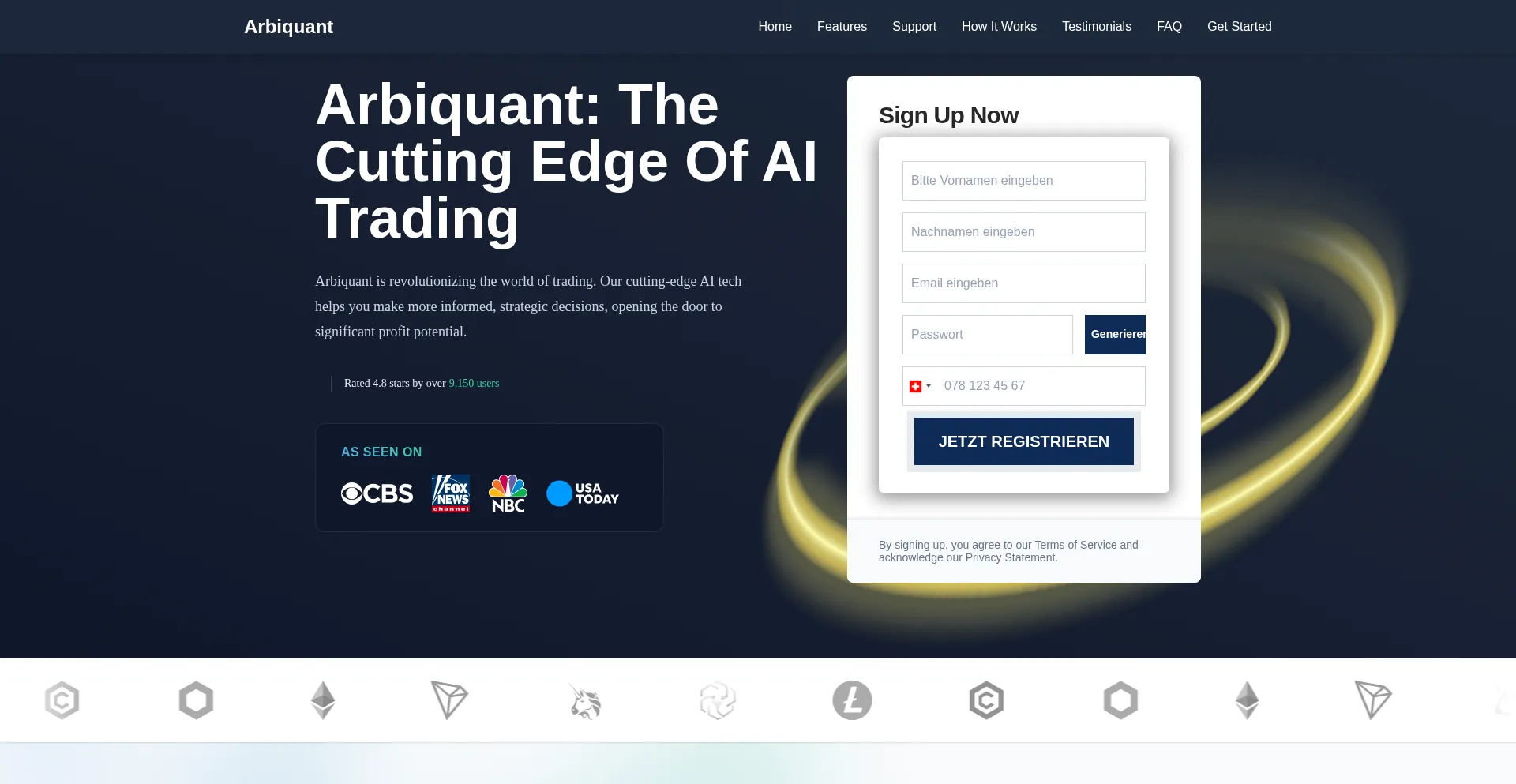 Website screenshot of Arbiquant.co