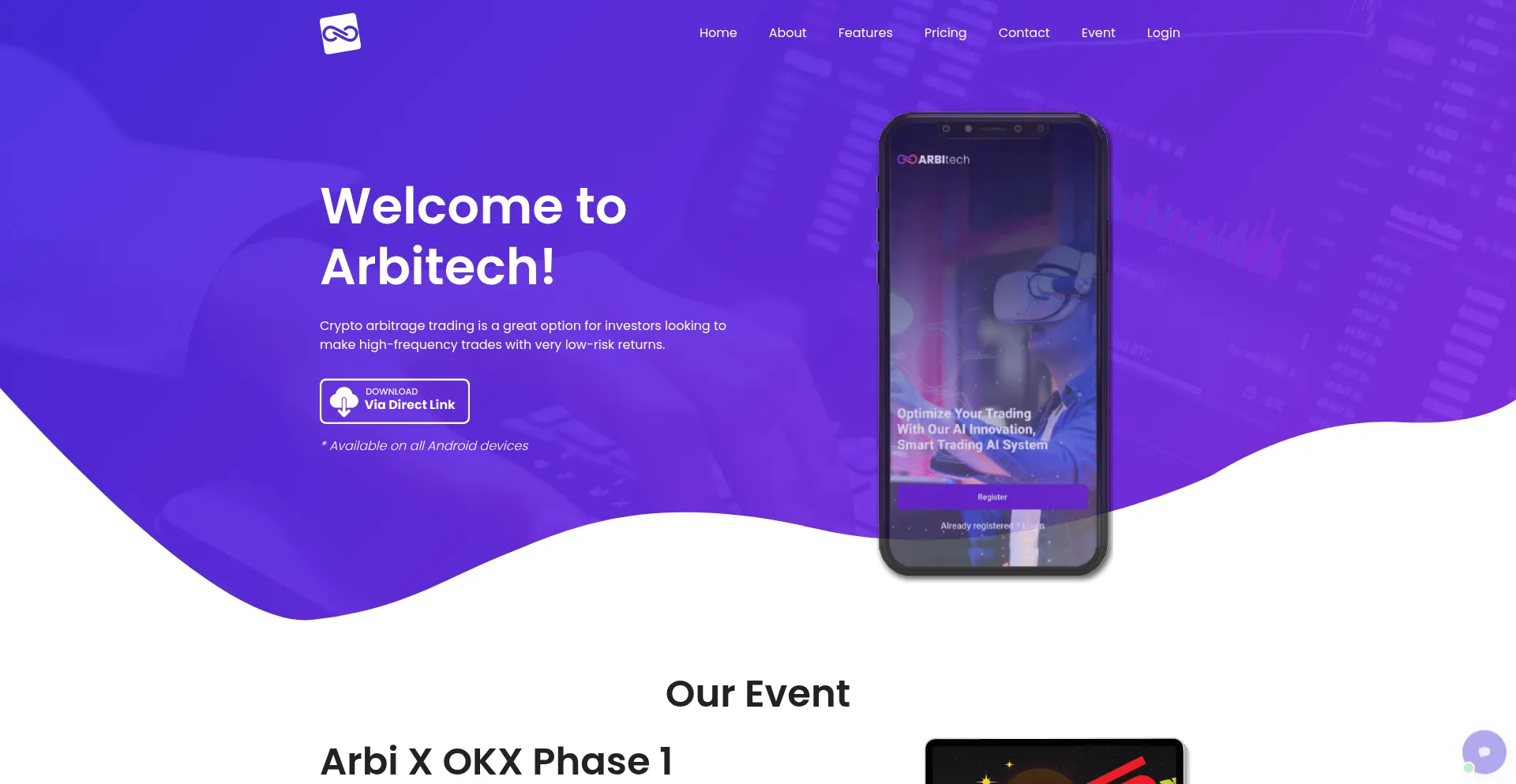Website screenshot of Arbitech.live