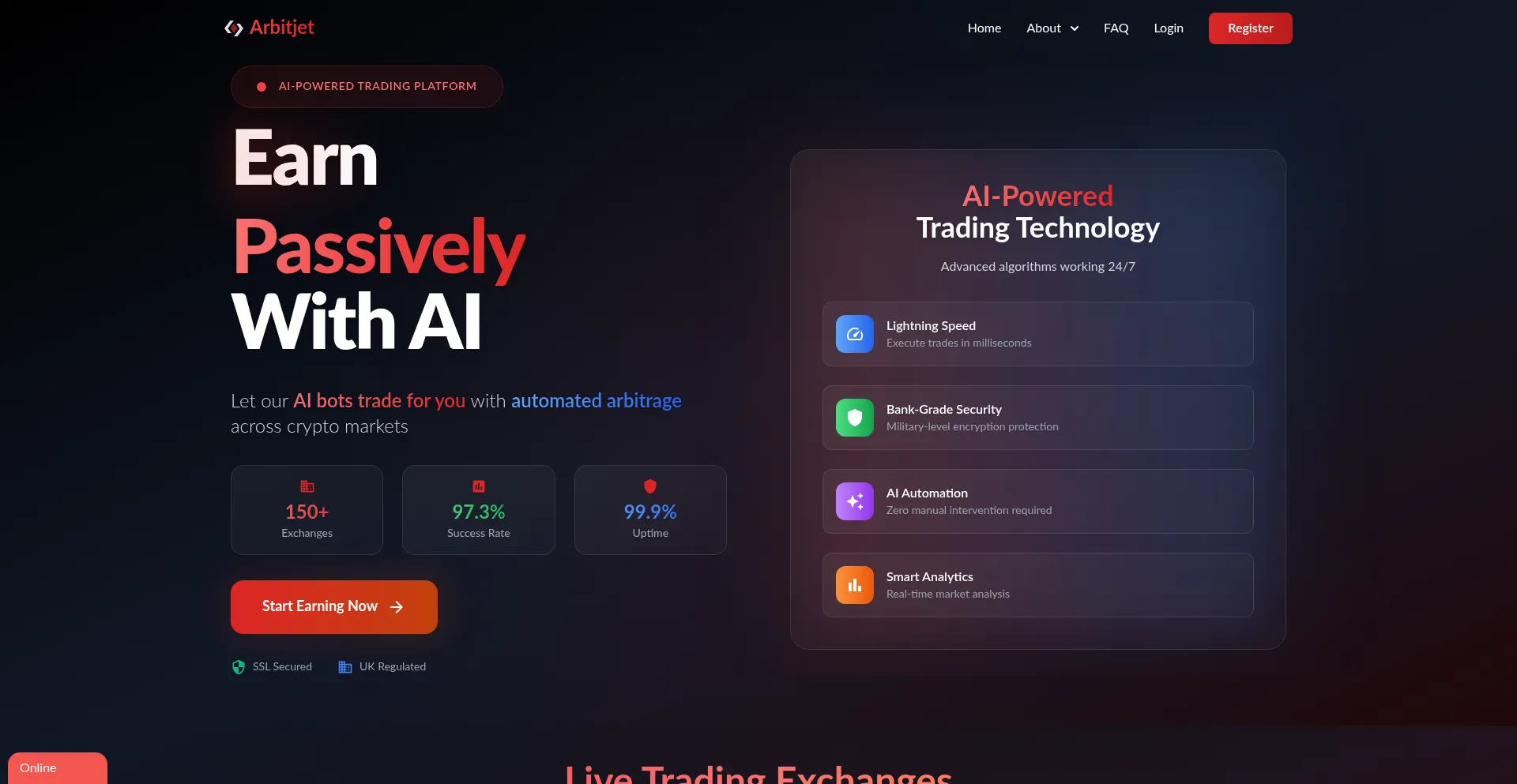 Website screenshot of Arbitjet.io