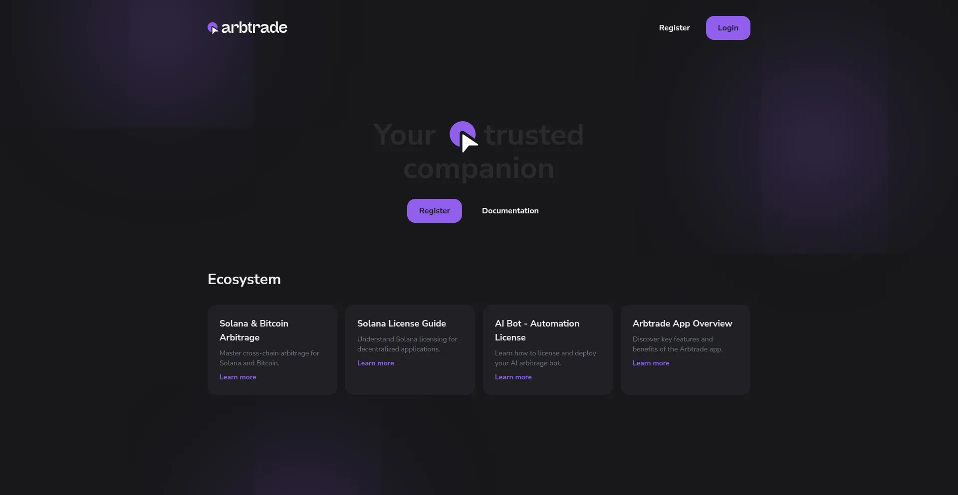 Website screenshot of Arbtrade.app