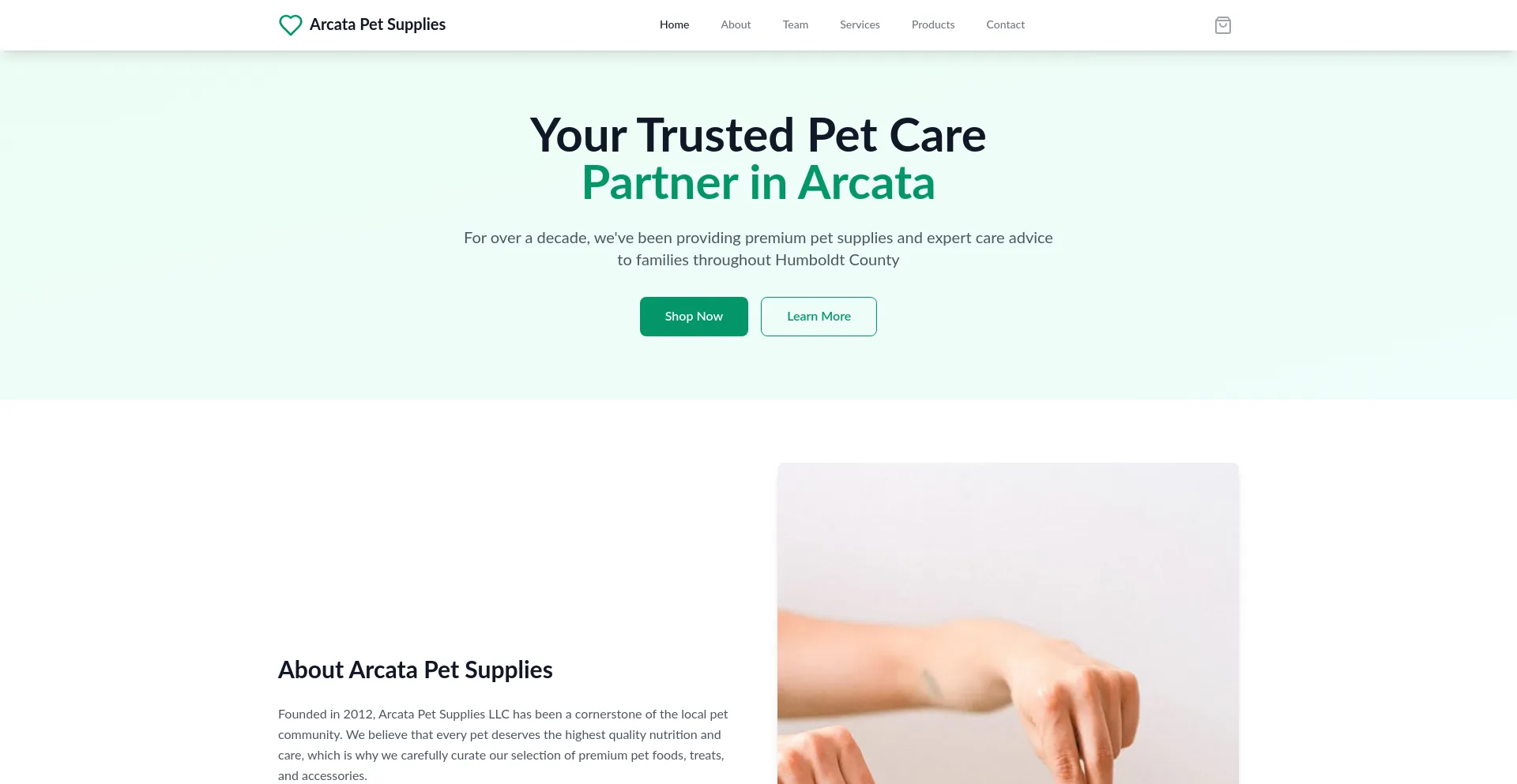 Website screenshot of Arcatapetsupplies.site