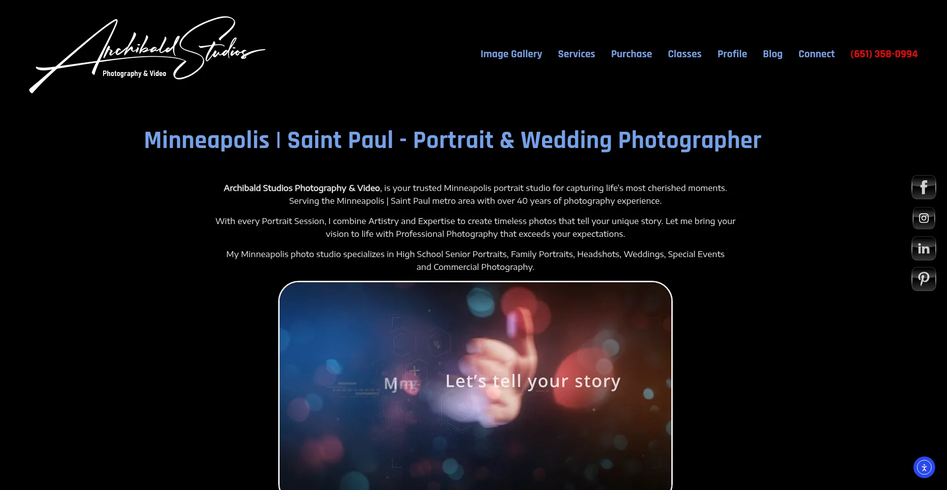Website screenshot of Archibaldstudios.com