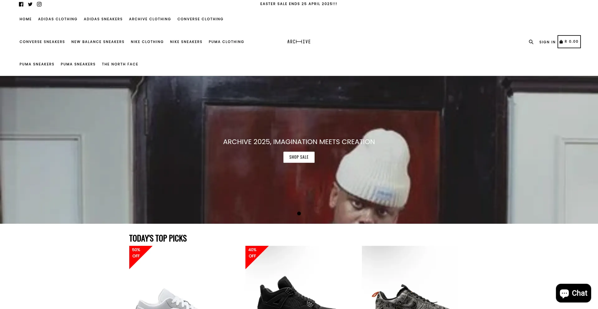 Website screenshot of Archive-online.co.za