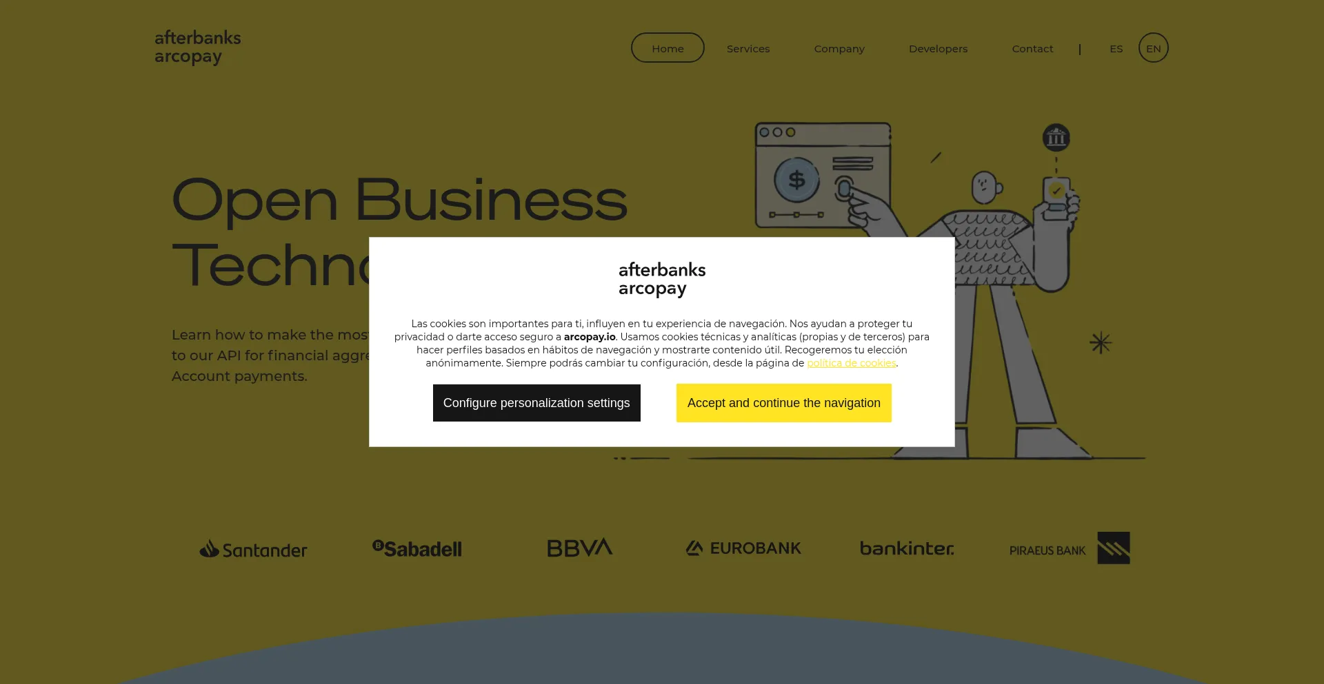 Website screenshot of Arcopay.io