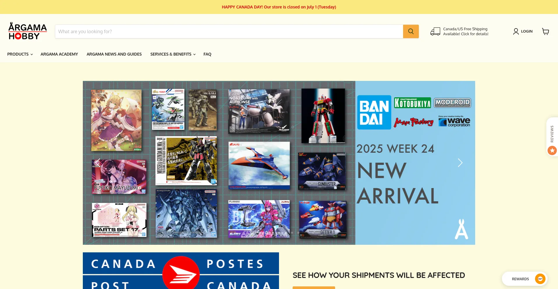 Website screenshot of Argamahobby.com