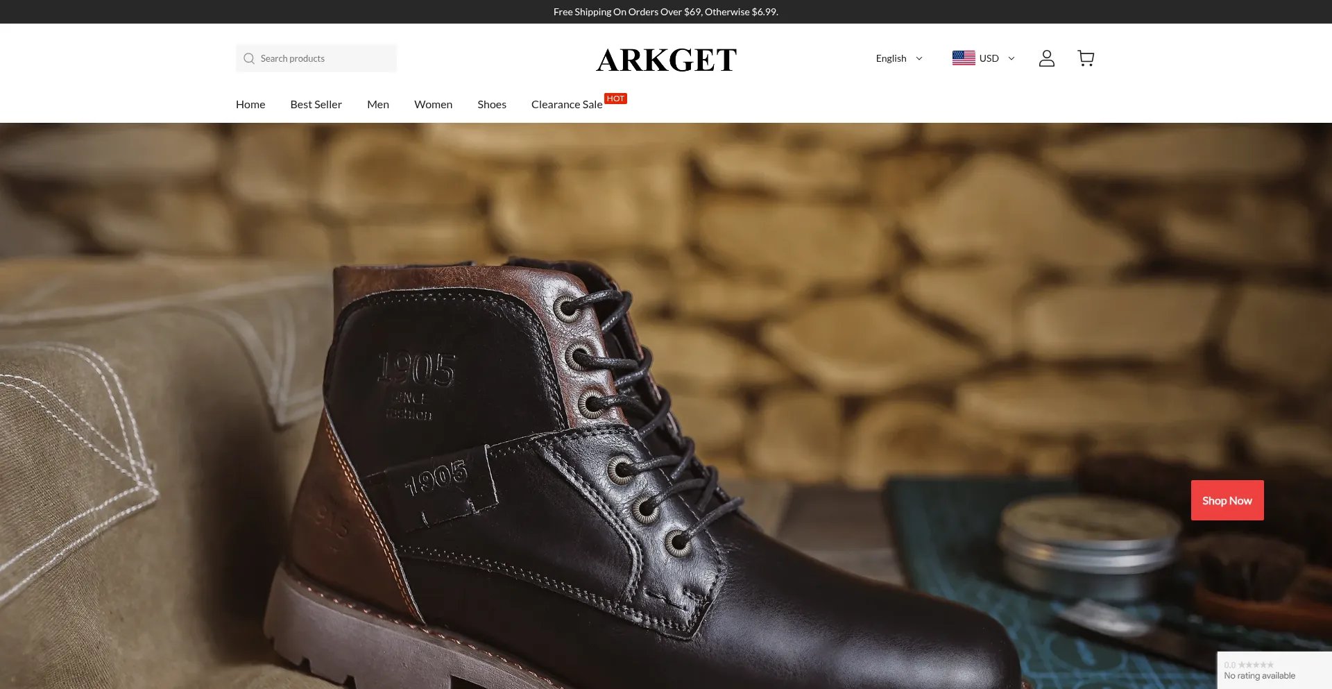Website screenshot of Arkget.com