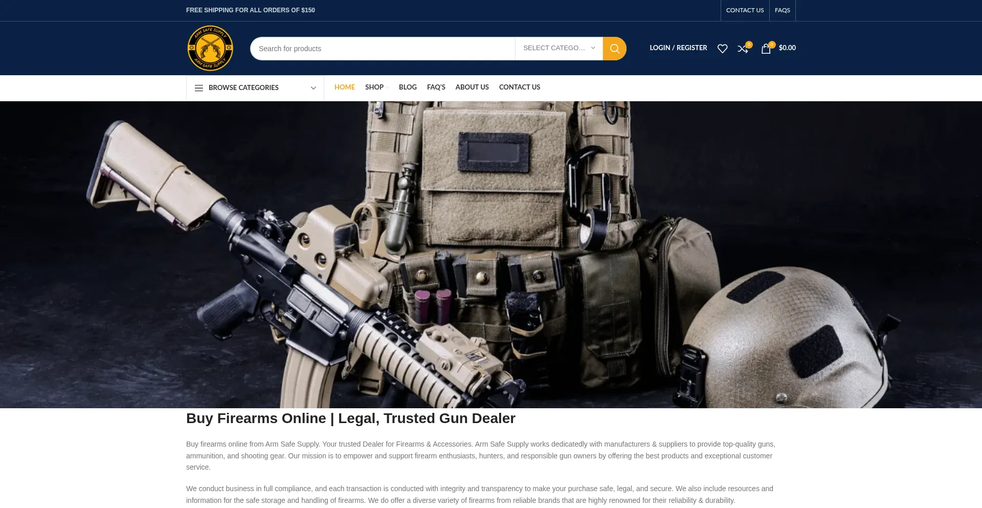Armsafesupply.com Screenshot