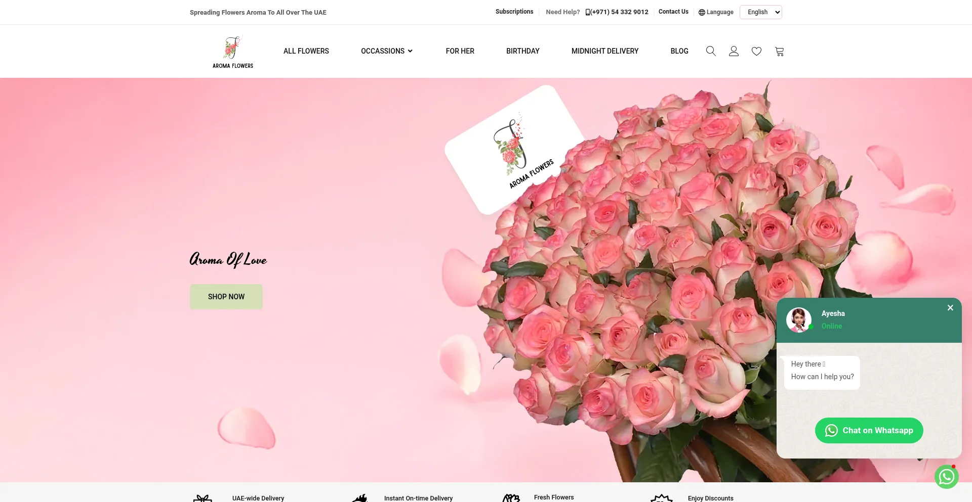 Website screenshot of Aromaflowers.ae