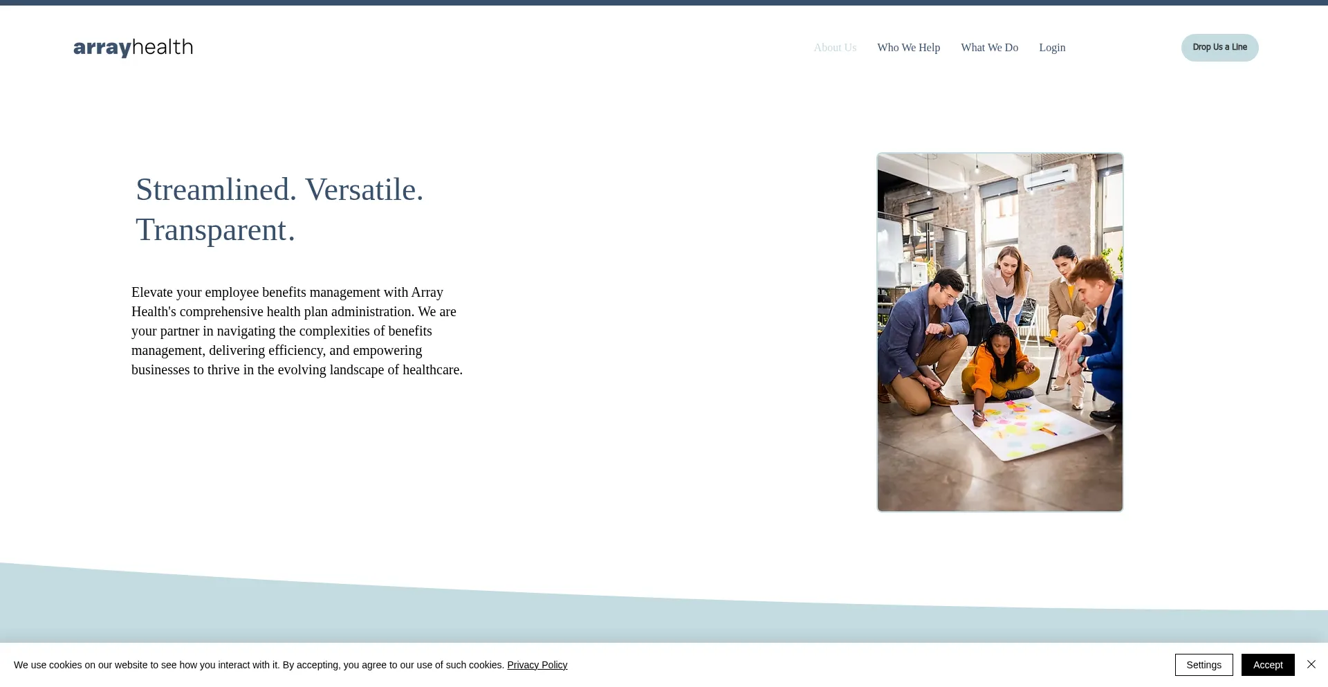 Website screenshot of Array.health