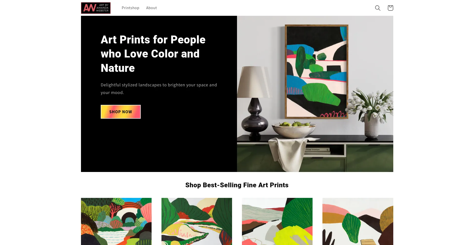 Website screenshot of Artbyamandawebster.com