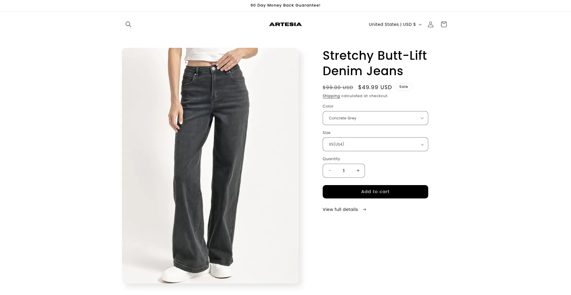 Website screenshot of Artesia-fashion.com