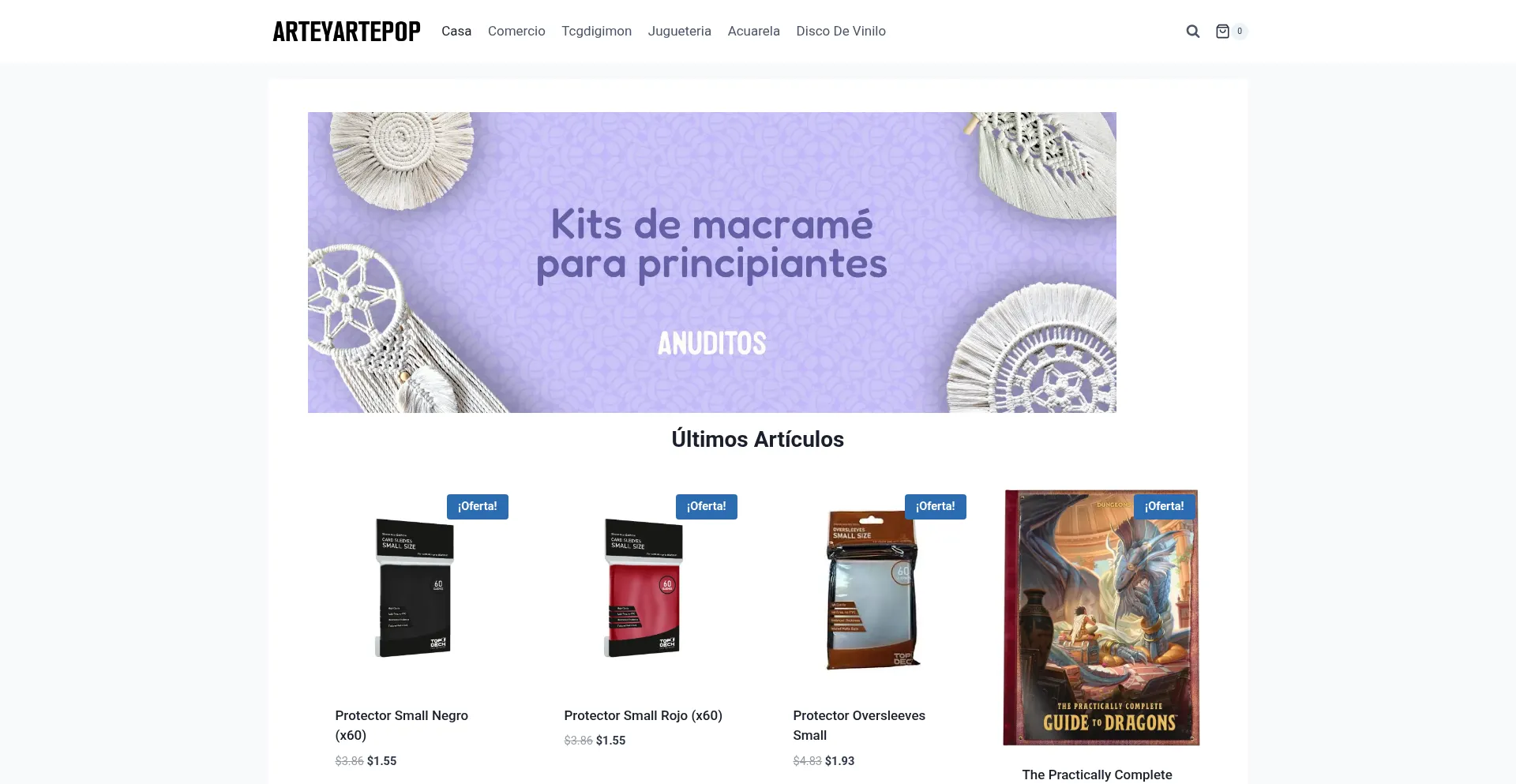 Website screenshot of Arteyartepopular.com