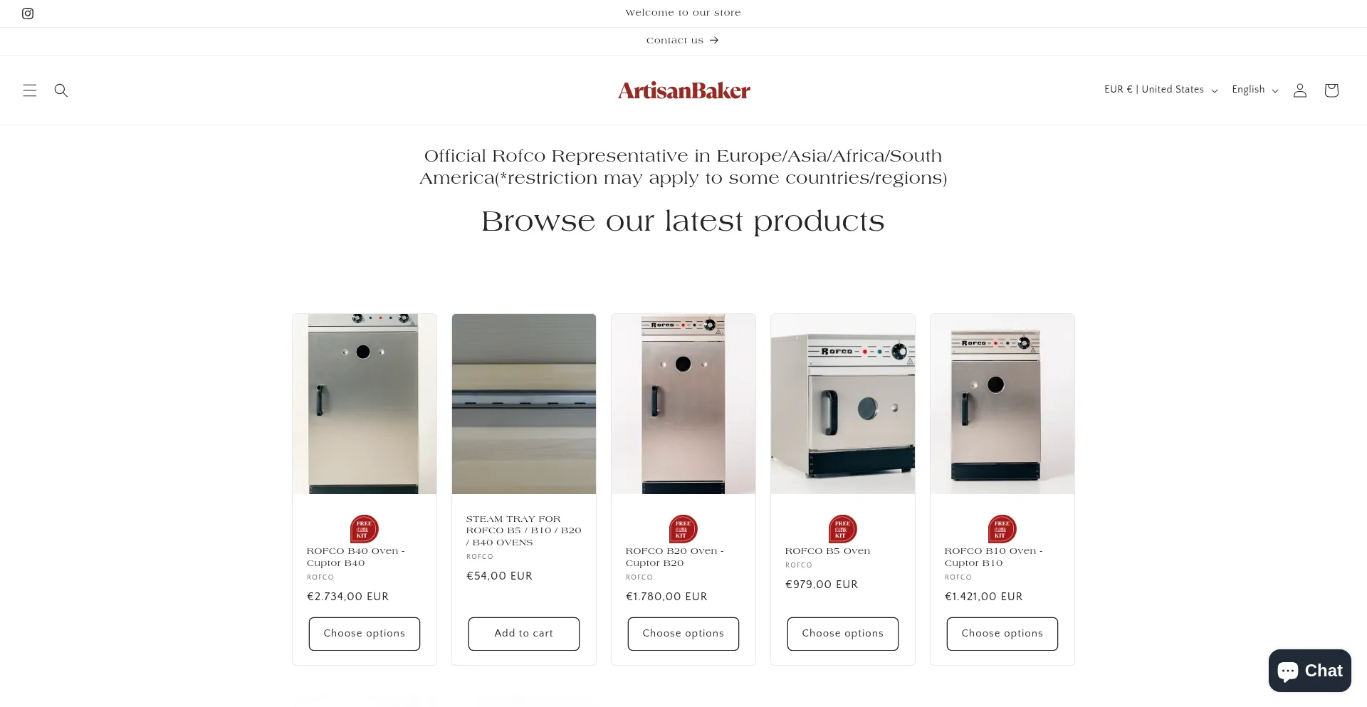 Website screenshot of Artisanbaker.eu