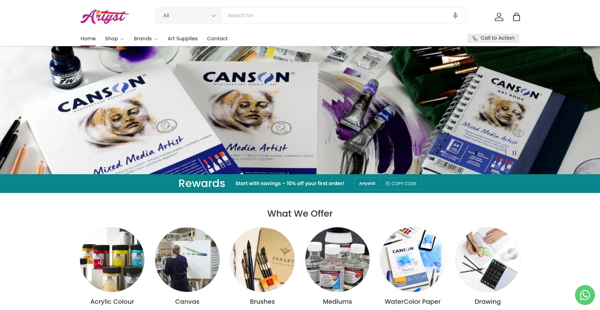 Website screenshot of Artyst.ae