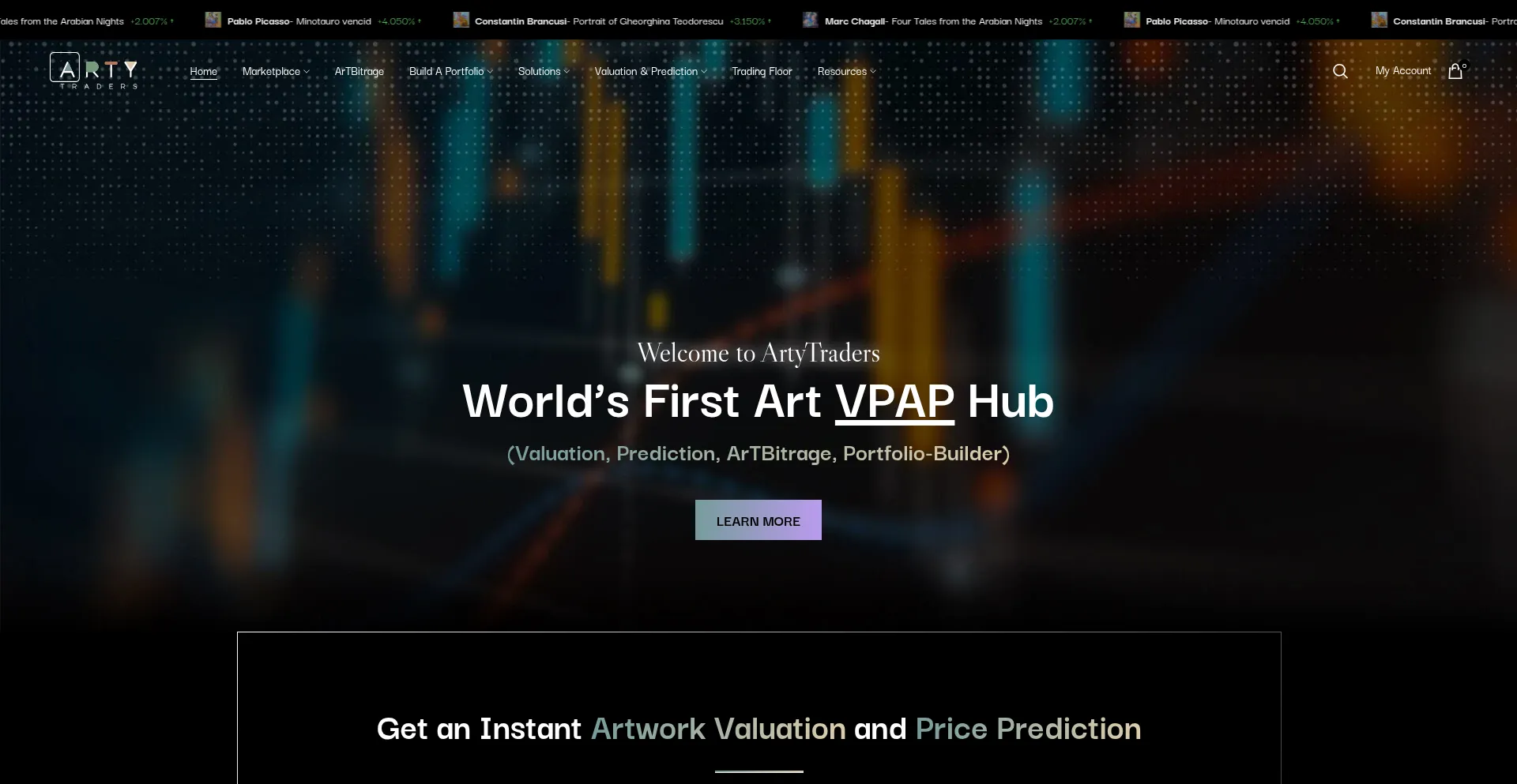 Website screenshot of Artytraders.com