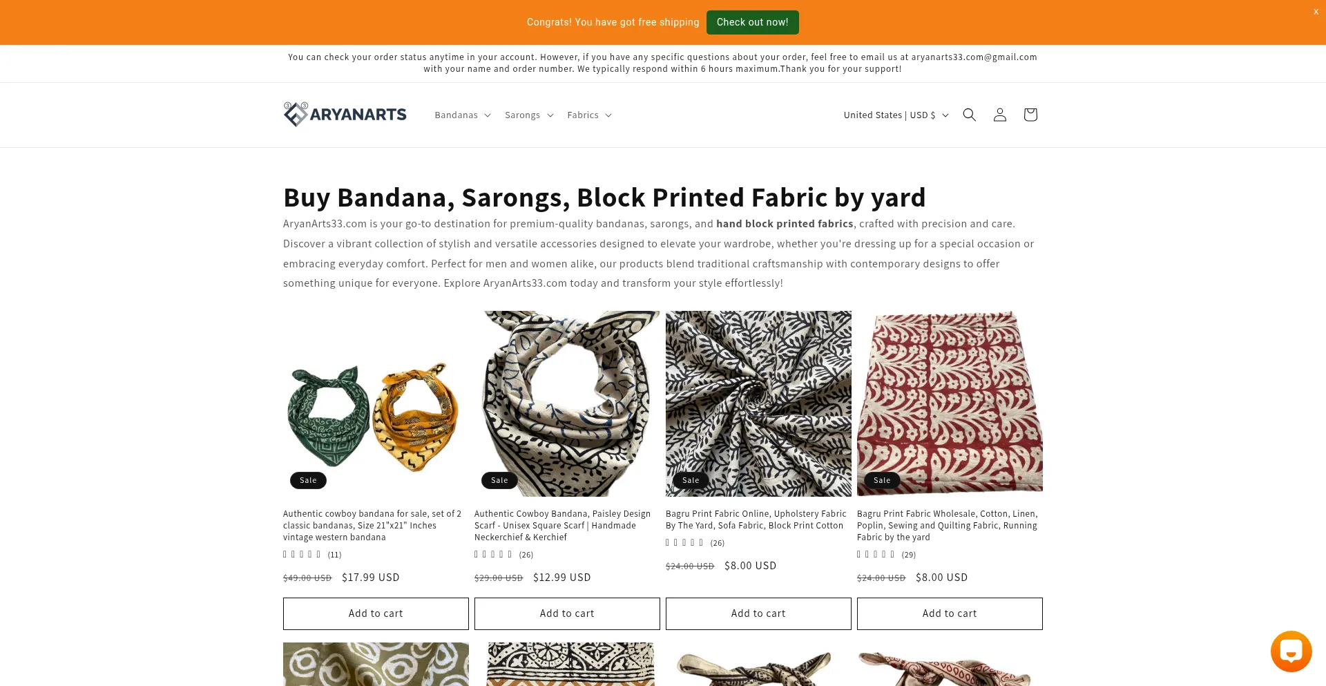 Website screenshot of Aryanarts33.com