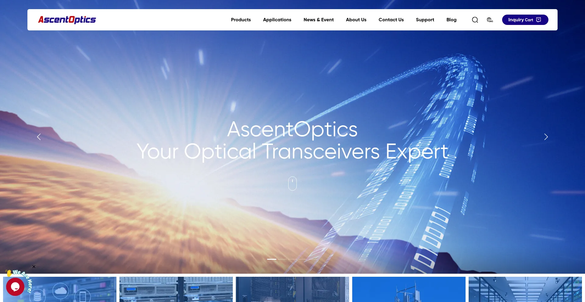 Website screenshot of Ascentoptics.com