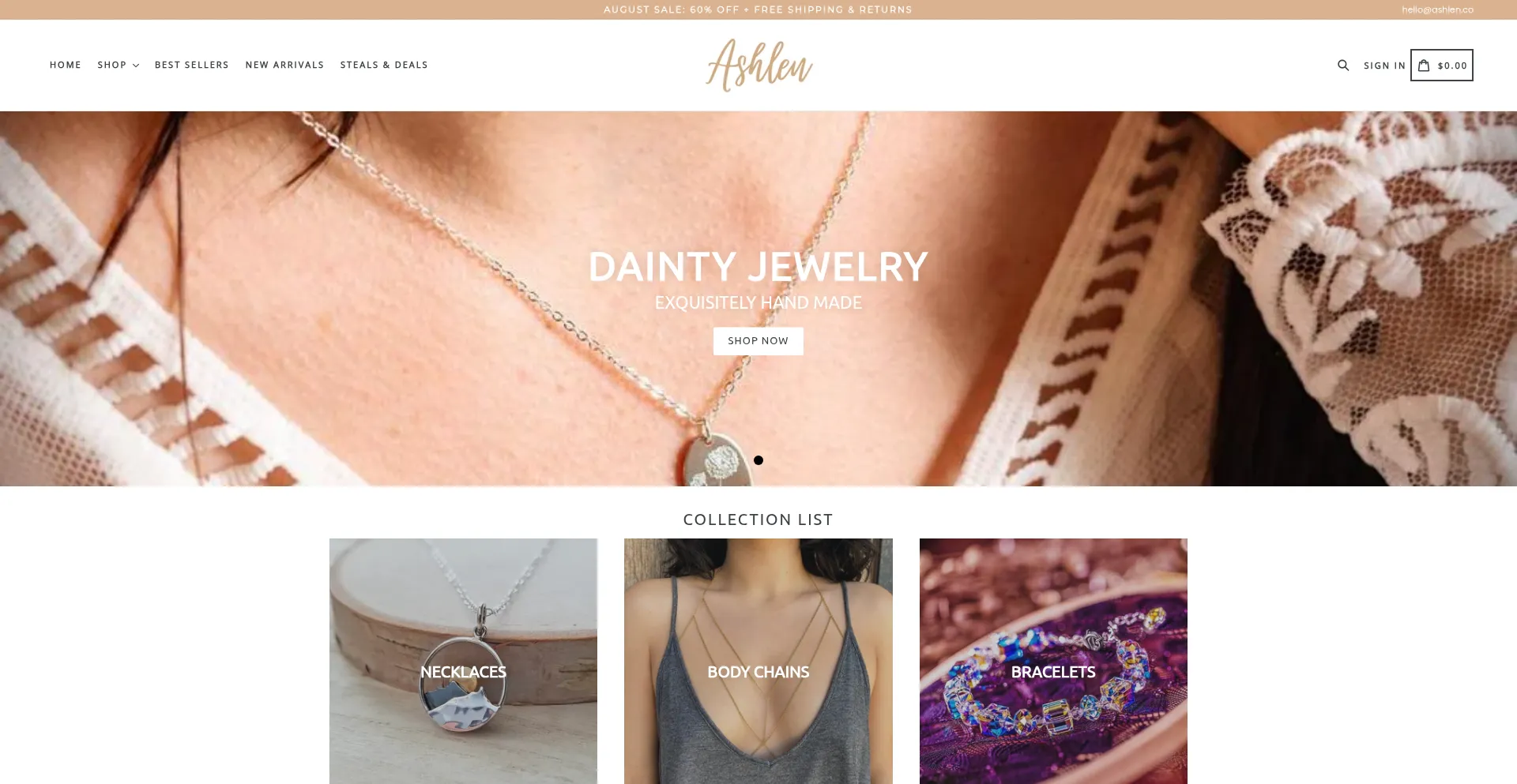 Website screenshot of Ashlen.co
