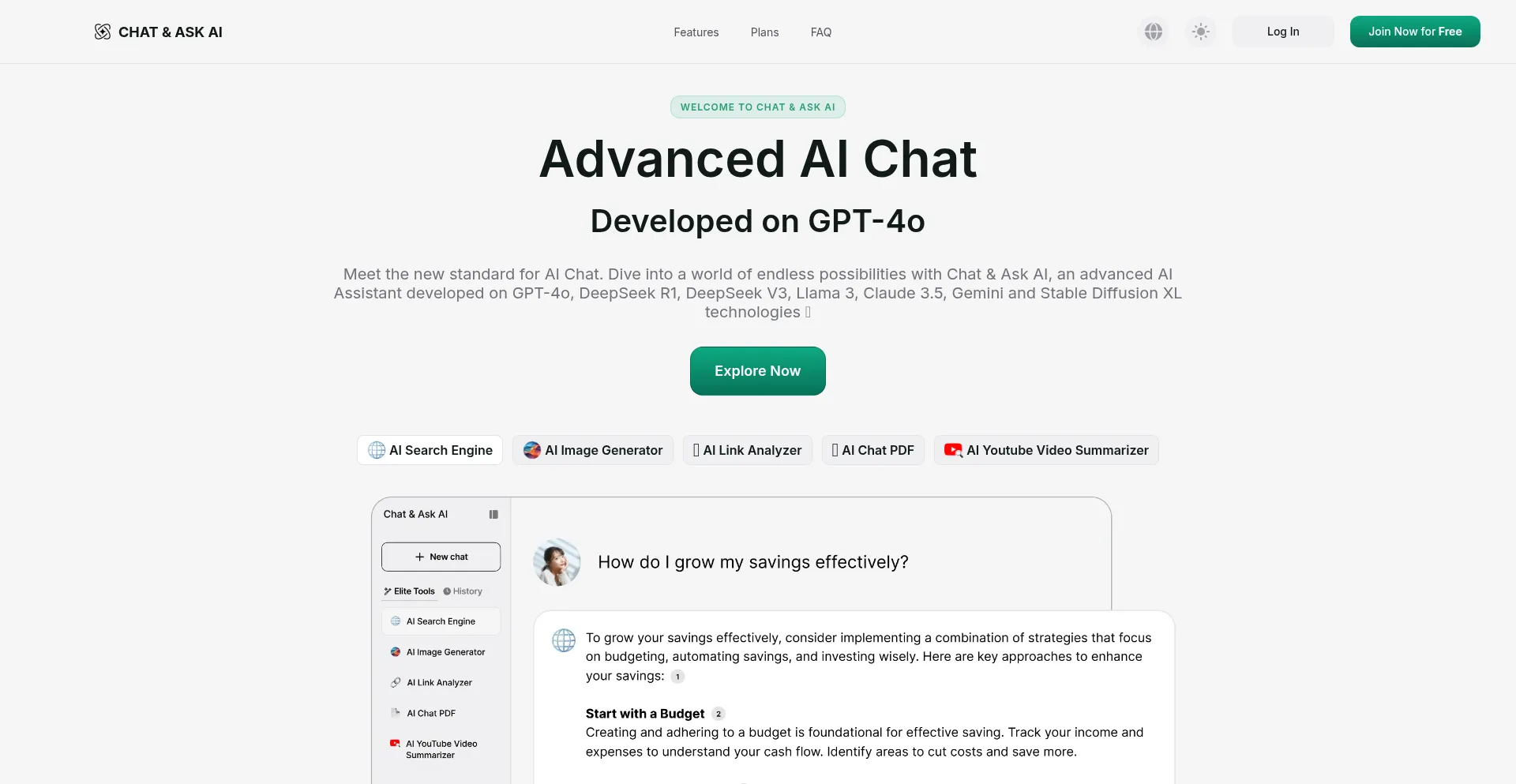 Website screenshot of Askaichat.app