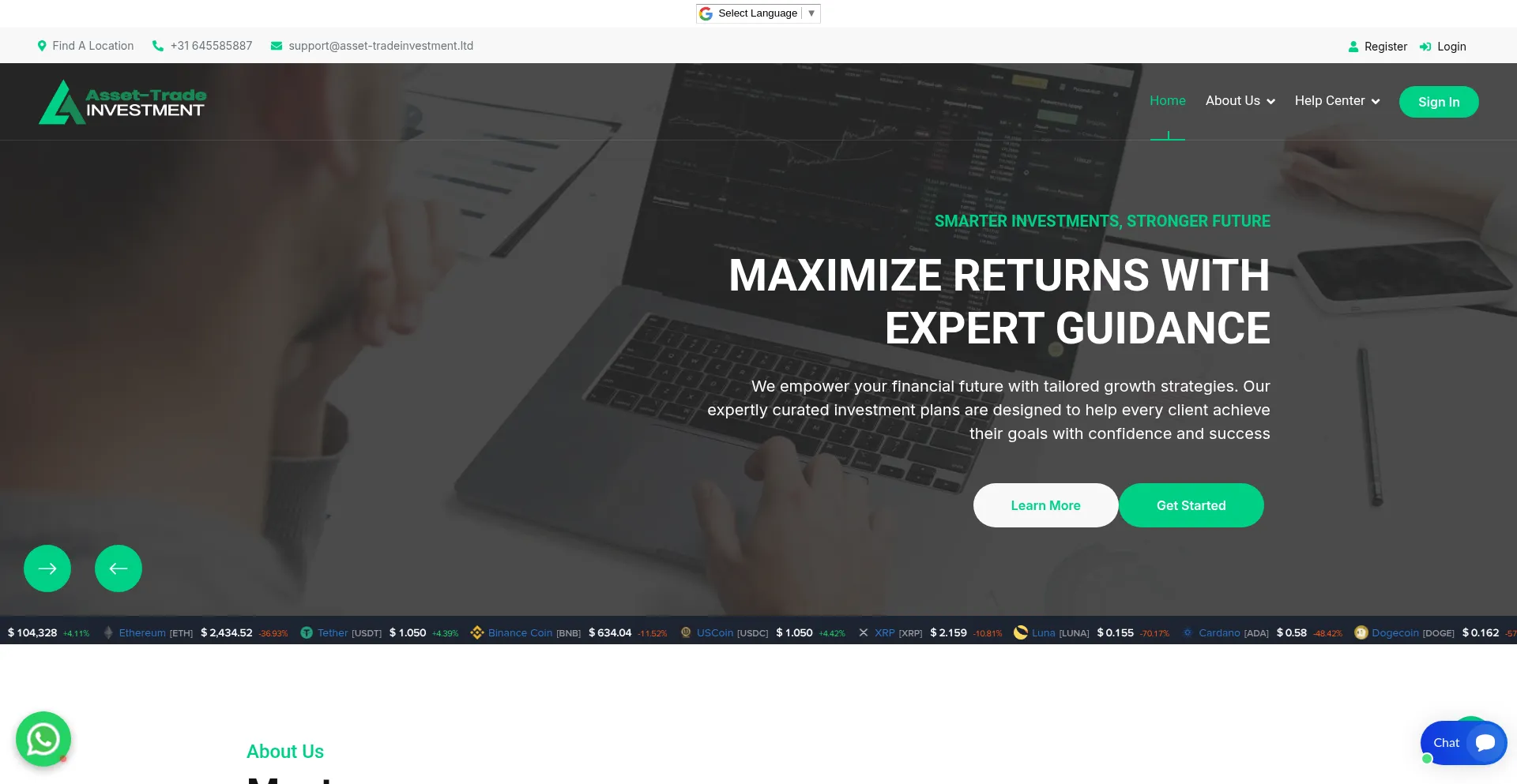 Website screenshot of Asset-tradeinvestment.ltd
