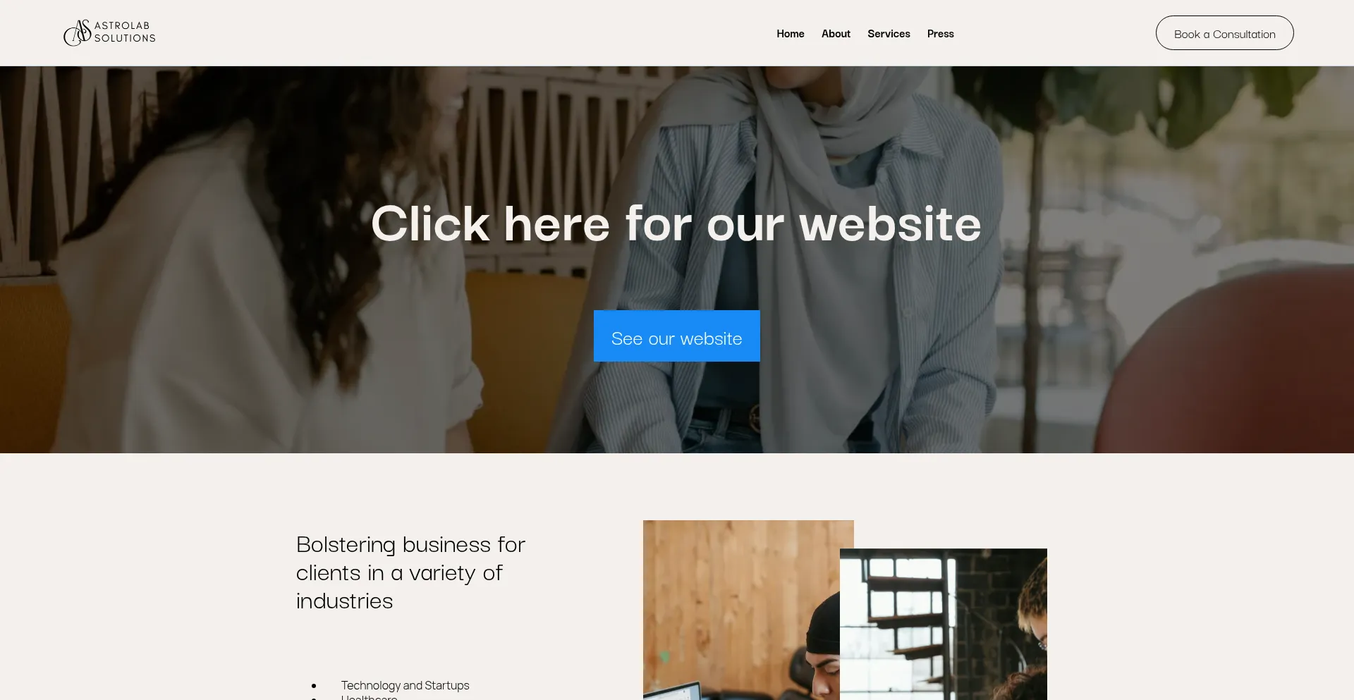 Website screenshot of Astrolab-solutions.com