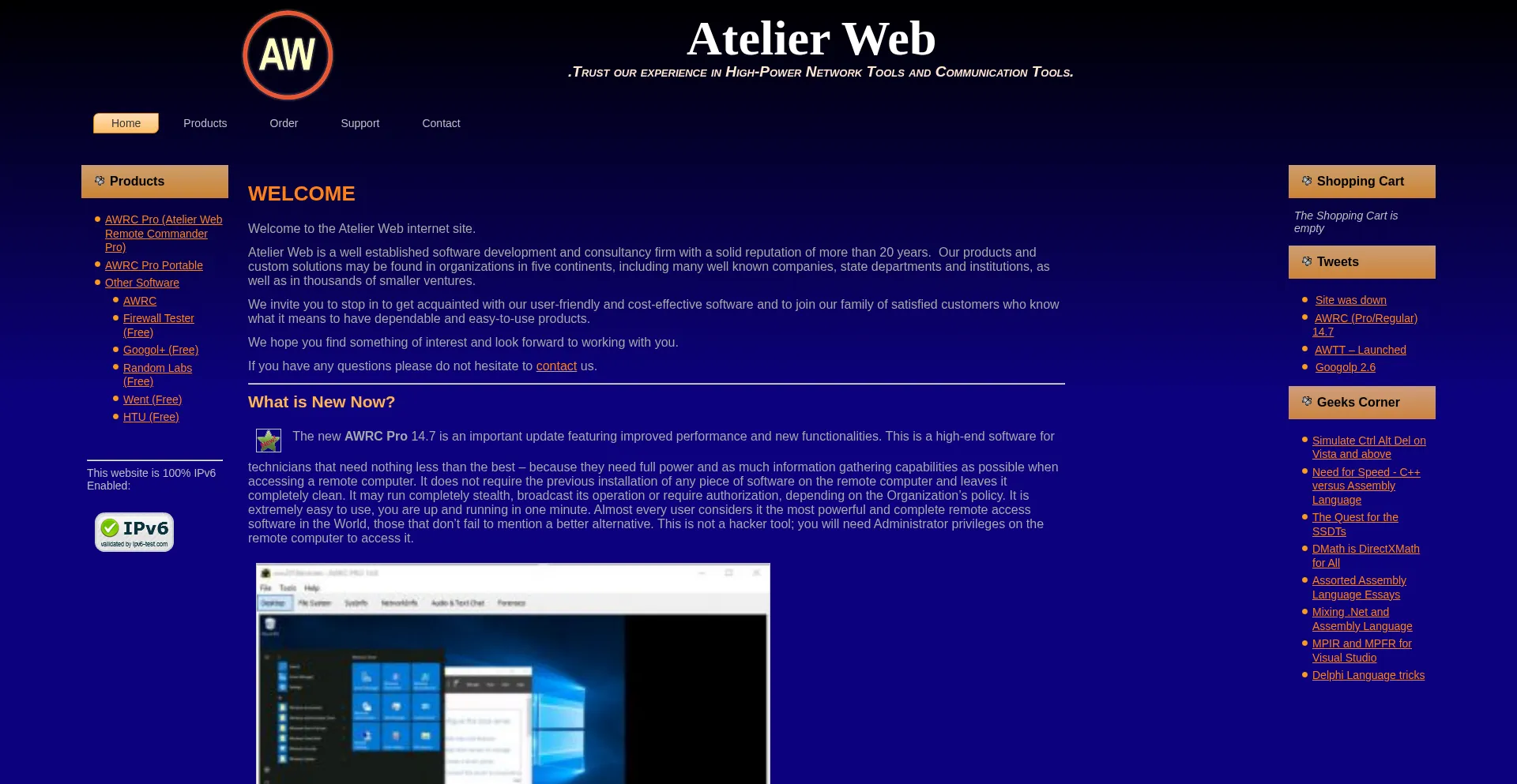 Website screenshot of Atelierweb.com