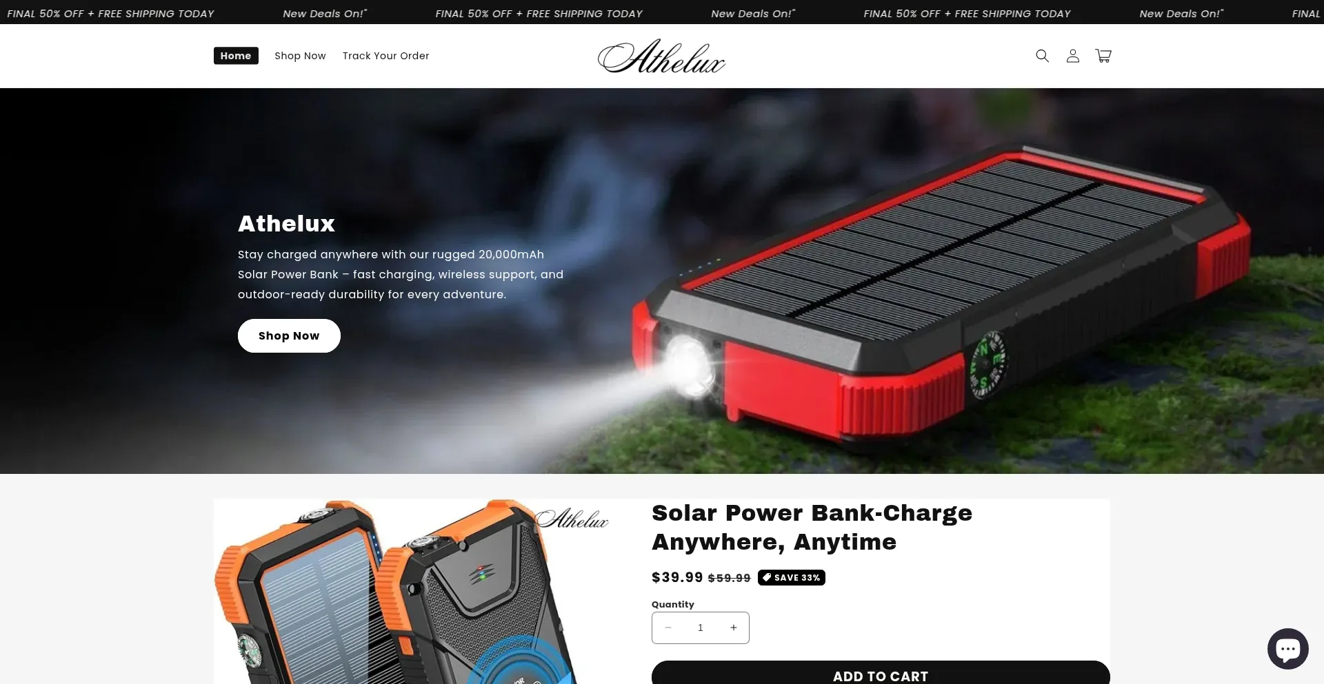 Website screenshot of Athelux.com