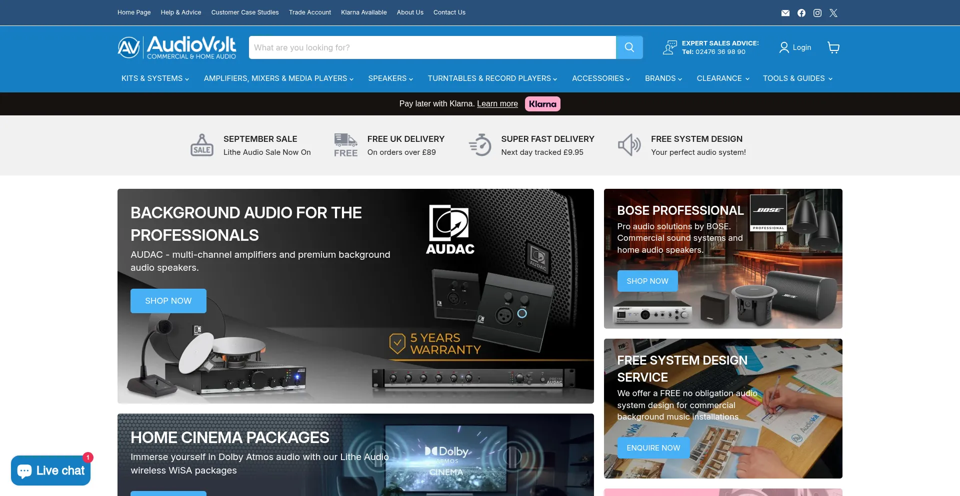 Website screenshot of Audiovolt.co.uk